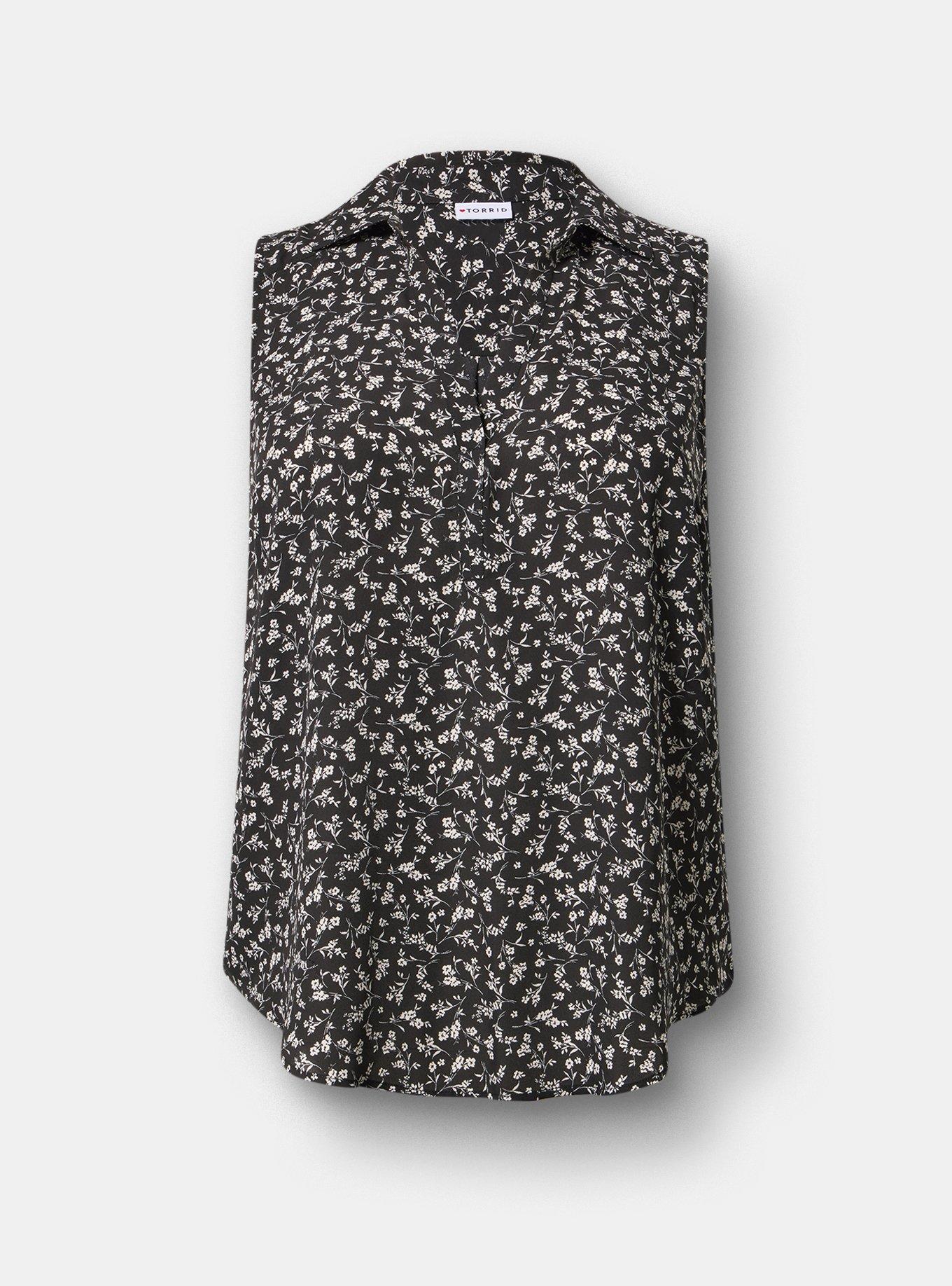 Harper Georgette Pullover Sleeveless Blouse, NELLY FLORAL BLACK, flat