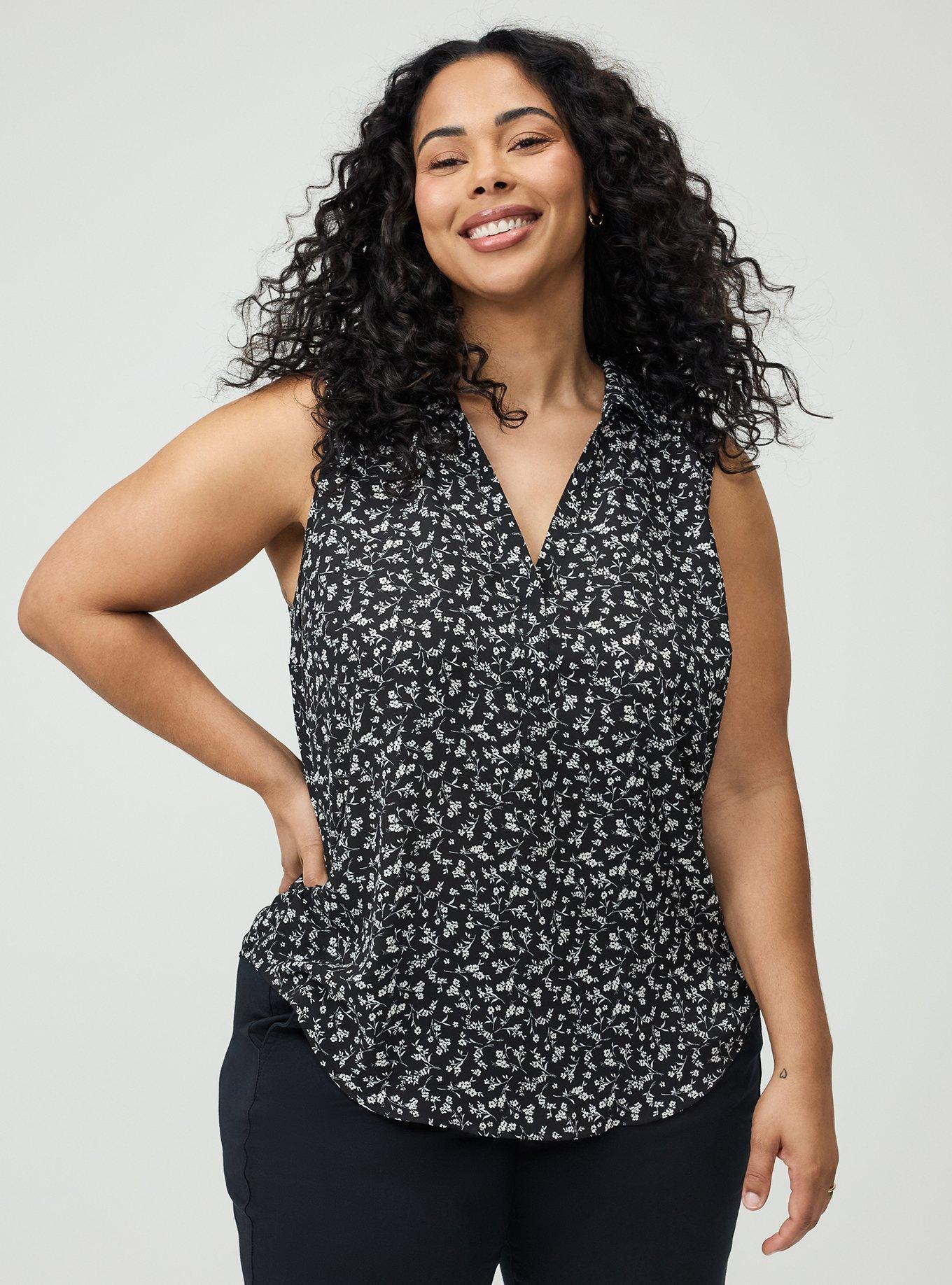 Harper Georgette Pullover Sleeveless Blouse, NELLY FLORAL BLACK, hi-res