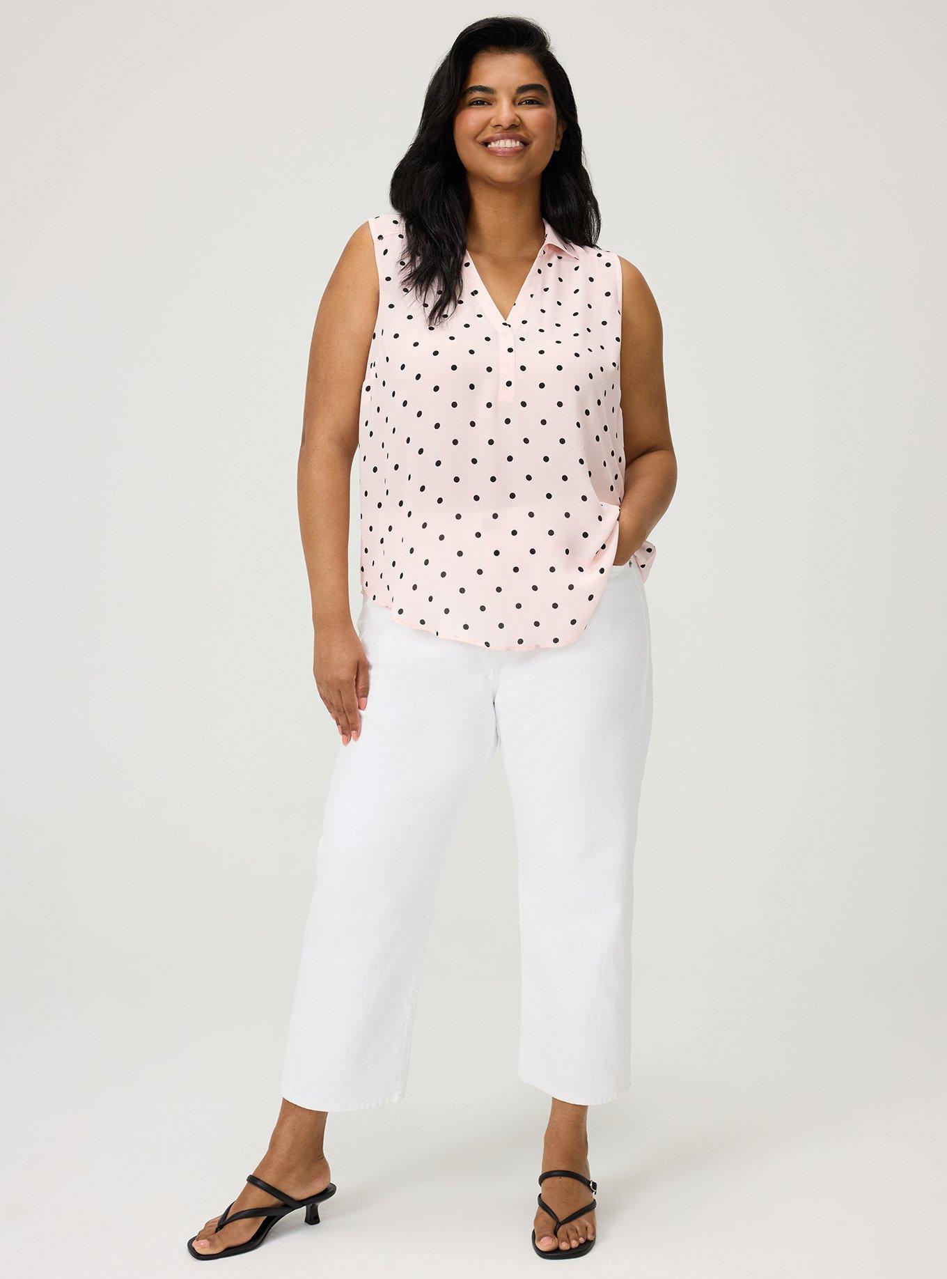 Harper Georgette Pullover Sleeveless Blouse, MIDI DOT PINK, alternate