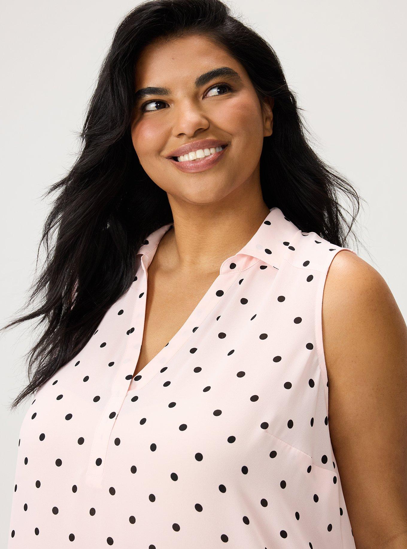 Harper Georgette Pullover Sleeveless Blouse, MIDI DOT PINK, alternate