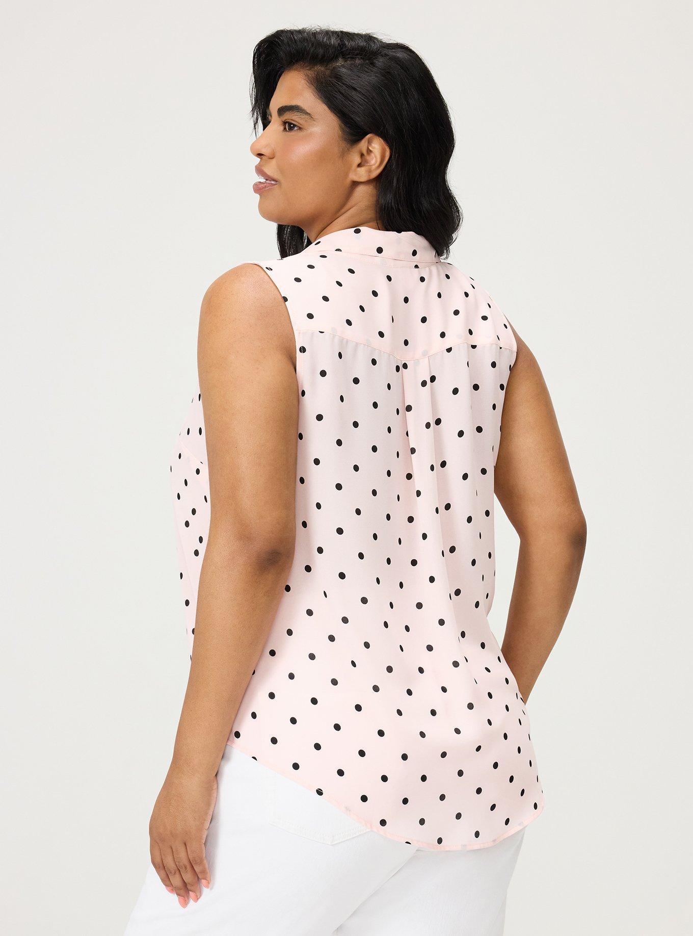 Harper Georgette Pullover Sleeveless Blouse, MIDI DOT PINK, alternate