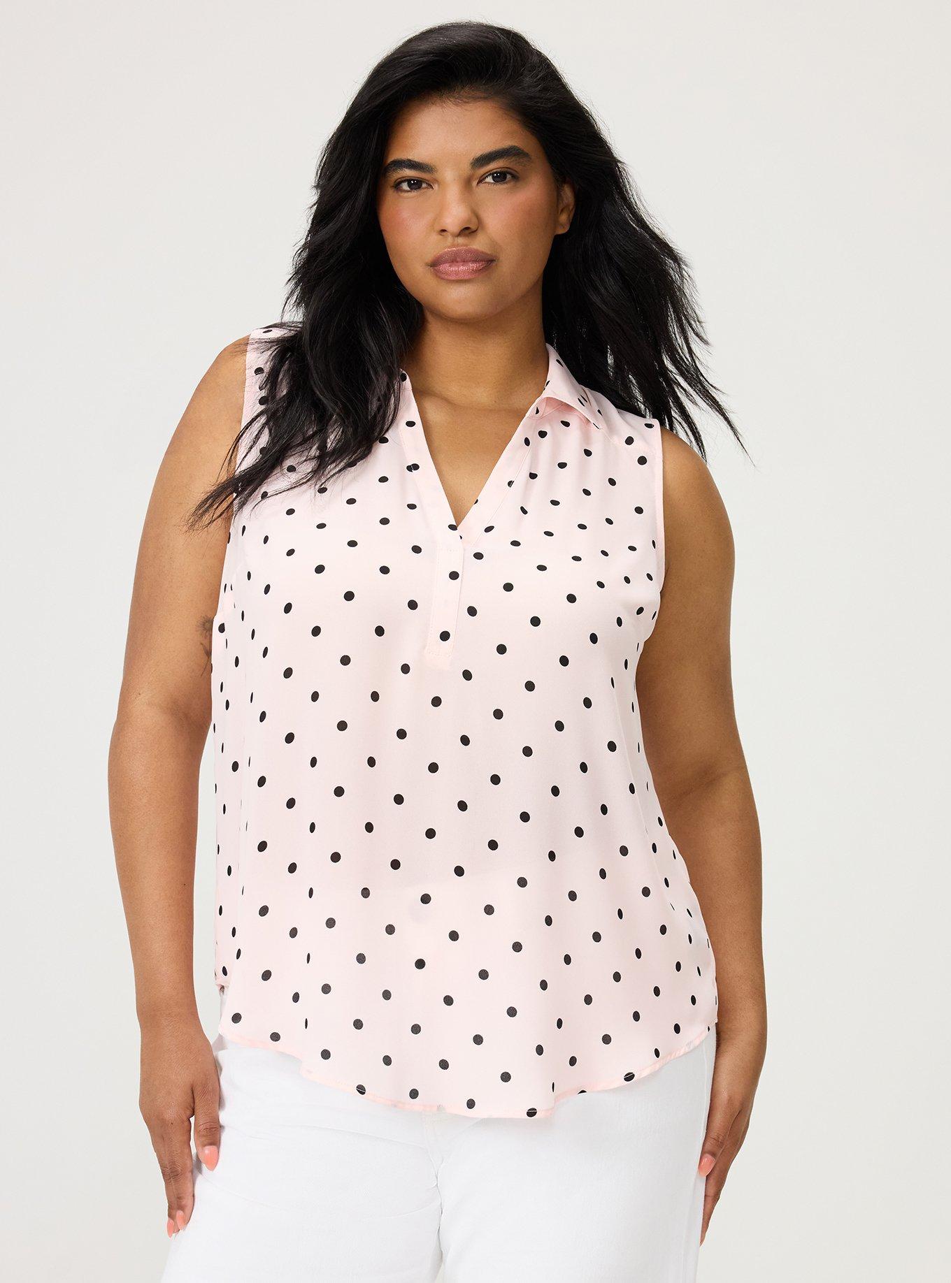 Harper Georgette Pullover Sleeveless Blouse, MIDI DOT PINK, hi-res