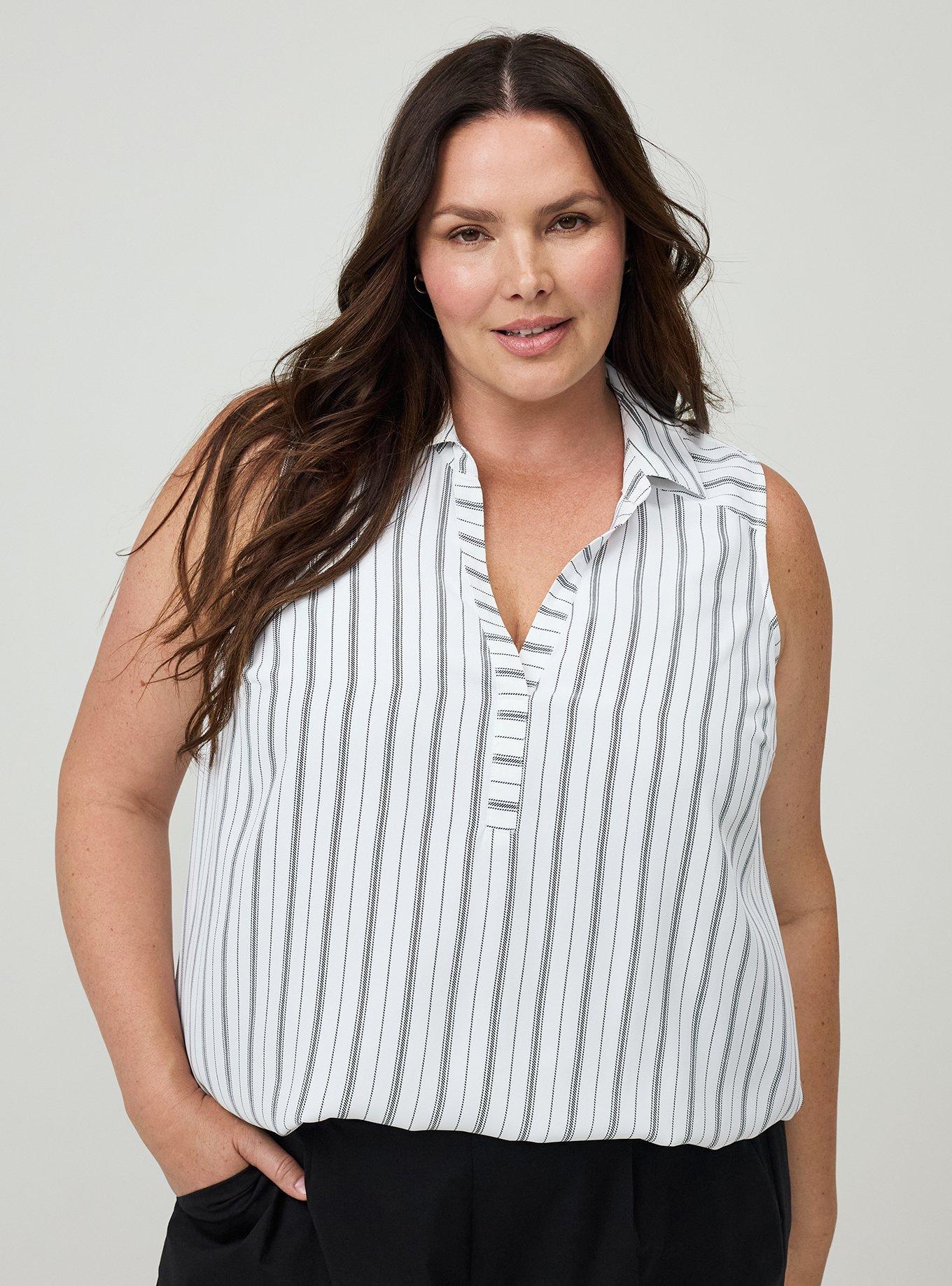 Harper Georgette Pullover Sleeveless Blouse, BLUSHING STRIPE WHITE, alternate