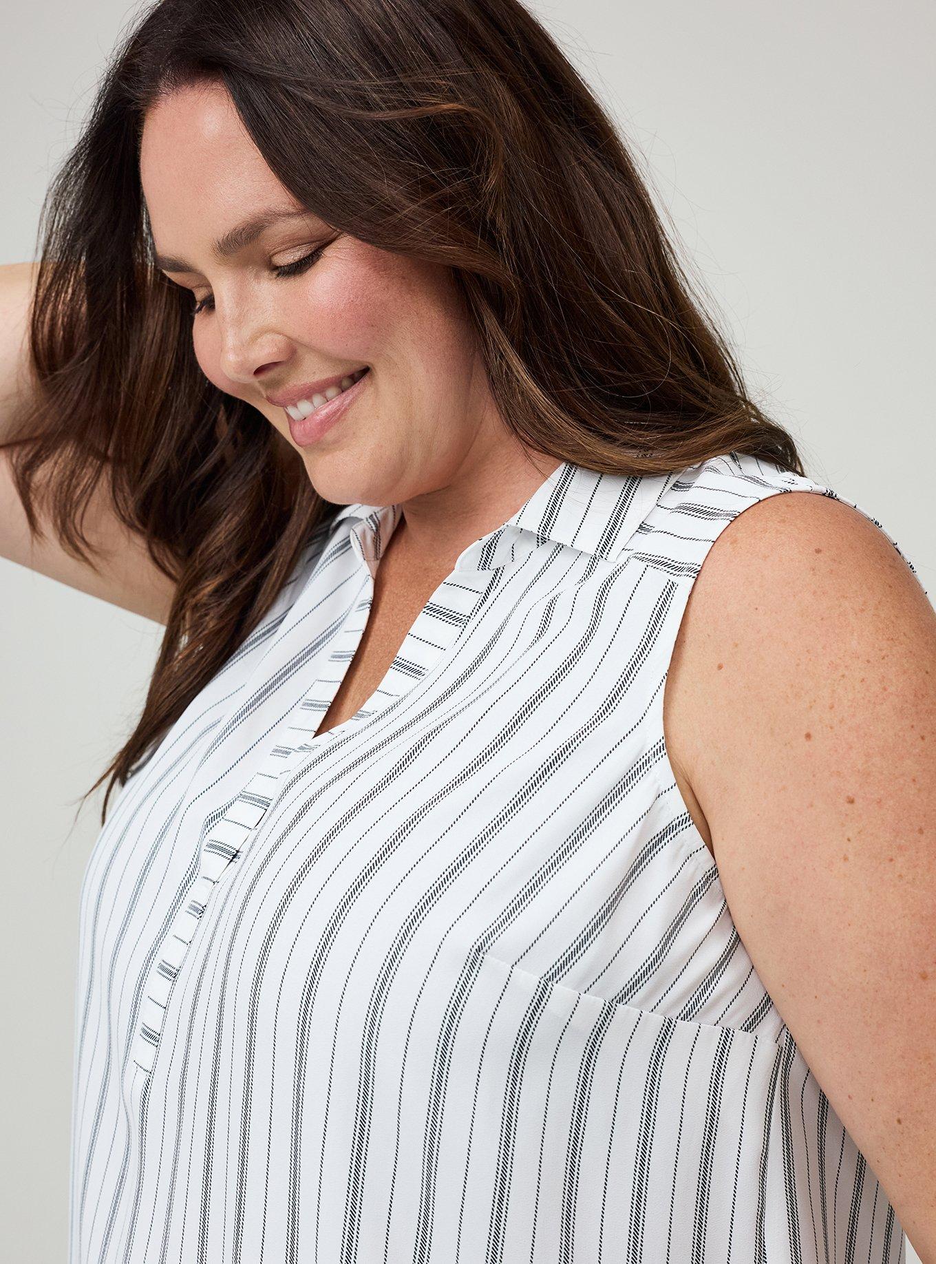 Harper Georgette Pullover Sleeveless Blouse, BLUSHING STRIPE WHITE, alternate