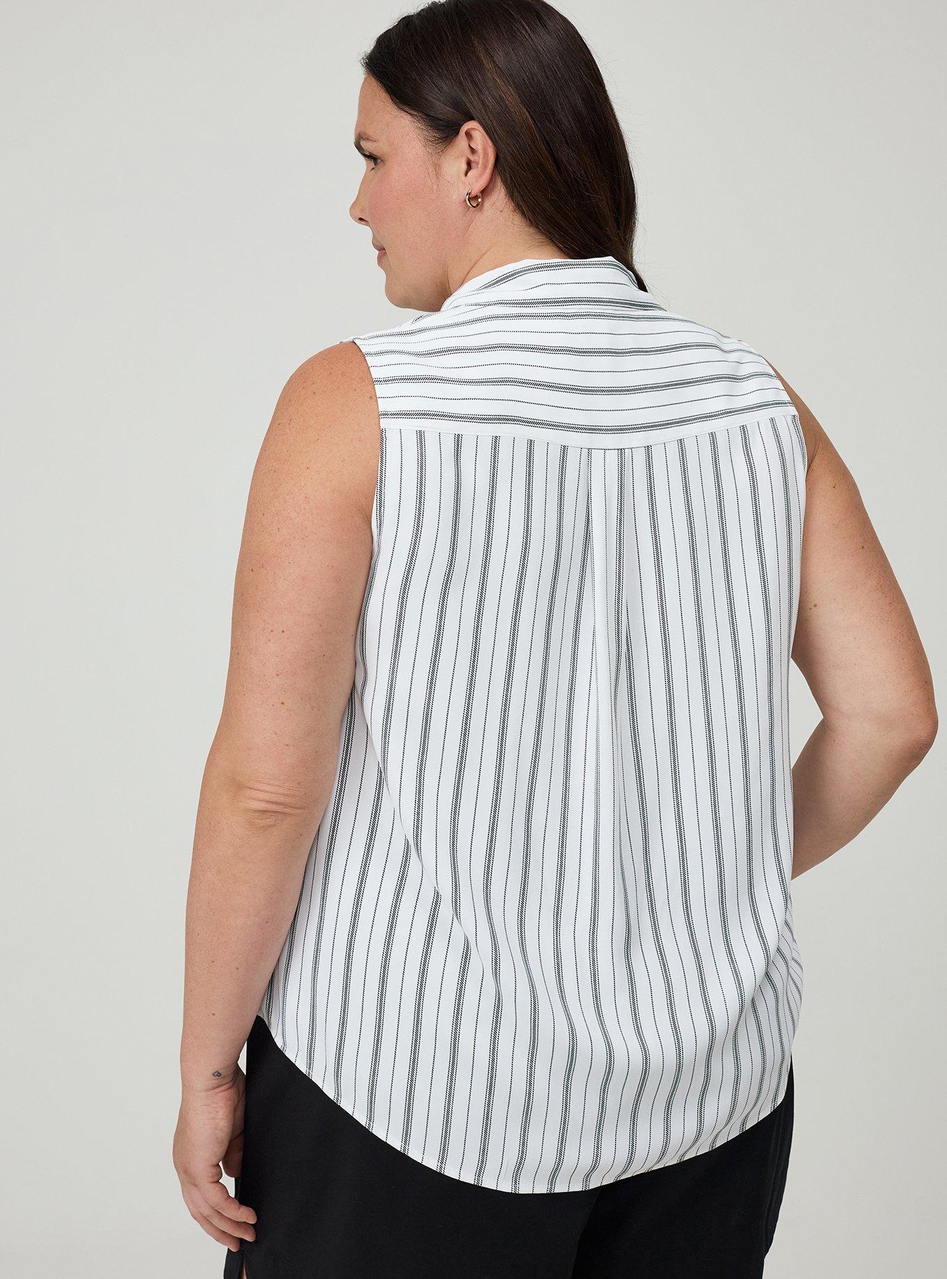 Harper Georgette Pullover Sleeveless Blouse, BLUSHING STRIPE WHITE, alternate