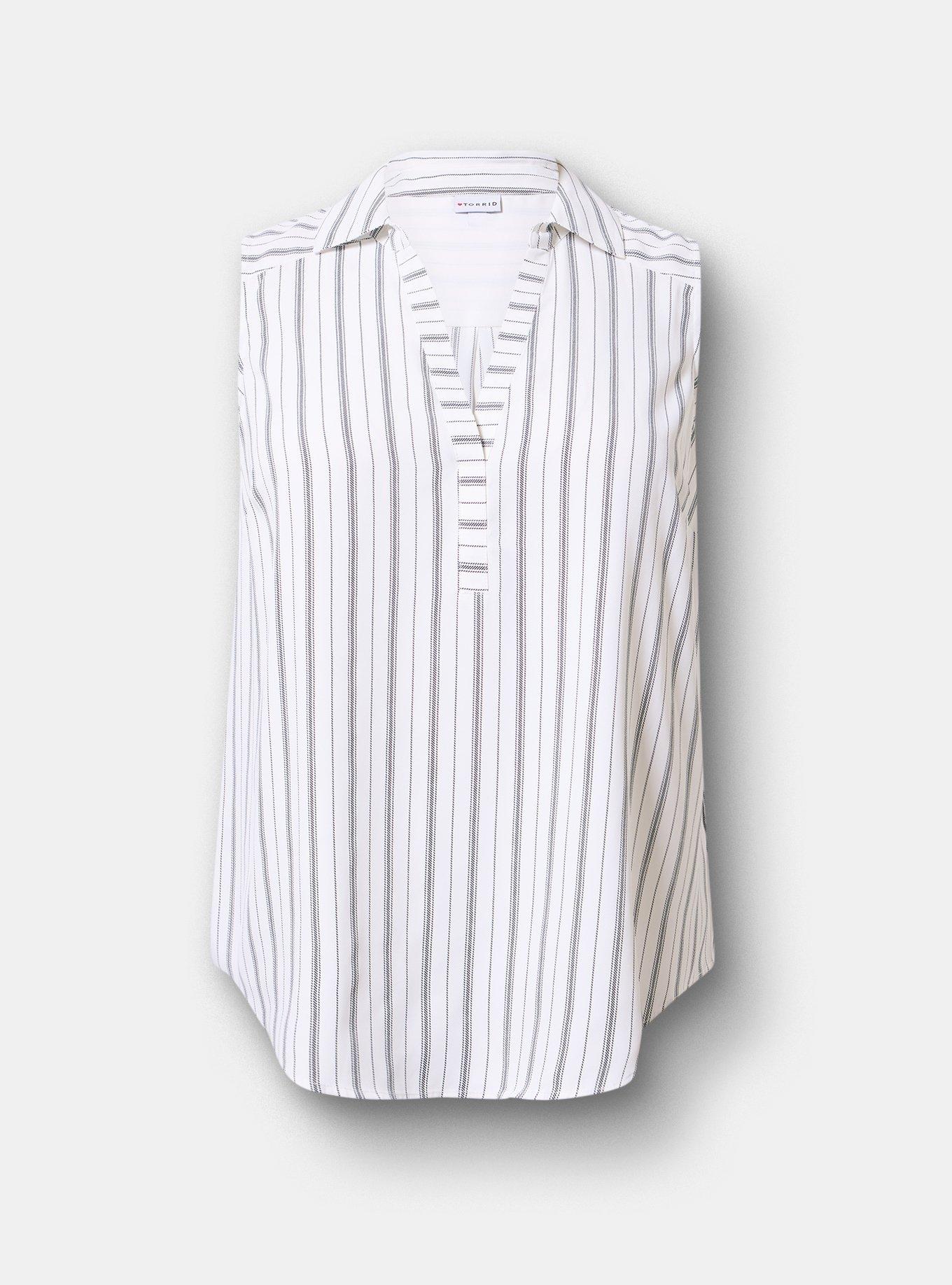 Harper Georgette Pullover Sleeveless Blouse, BLUSHING STRIPE WHITE, hi-res