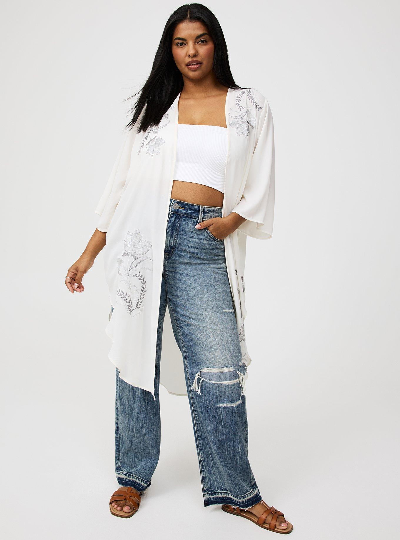 Embroidered Shirttail Kimono