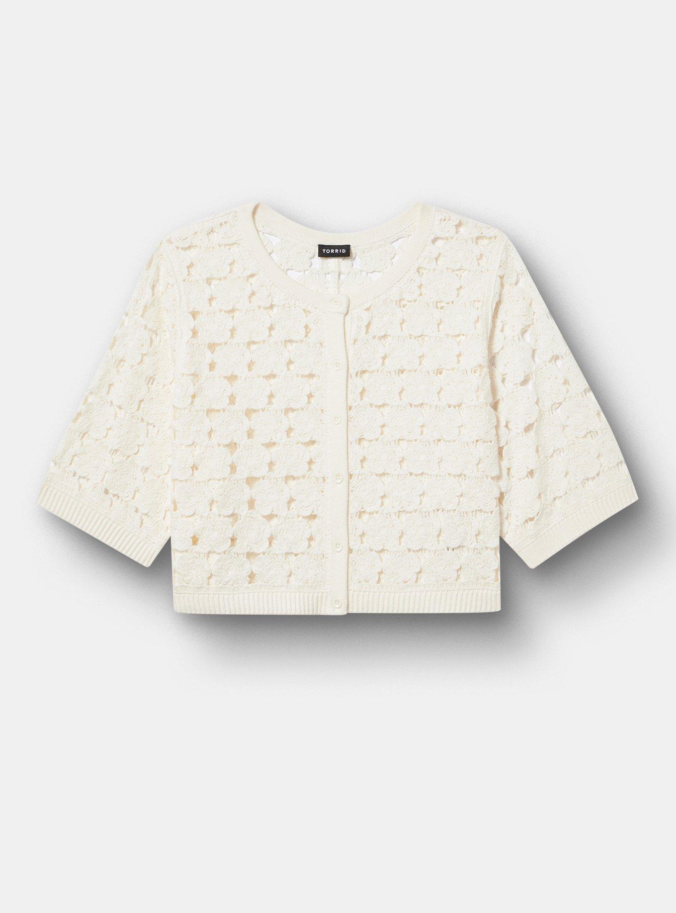 Crochet Shrug, WHISPER WHITE, hi-res