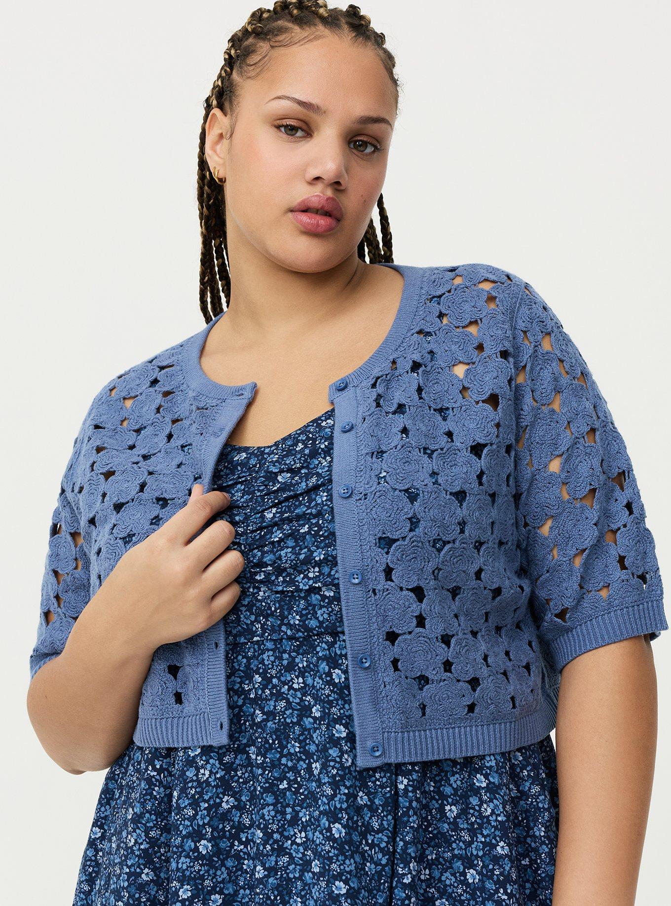 Crochet Shrug, BLUE HORIZON, hi-res
