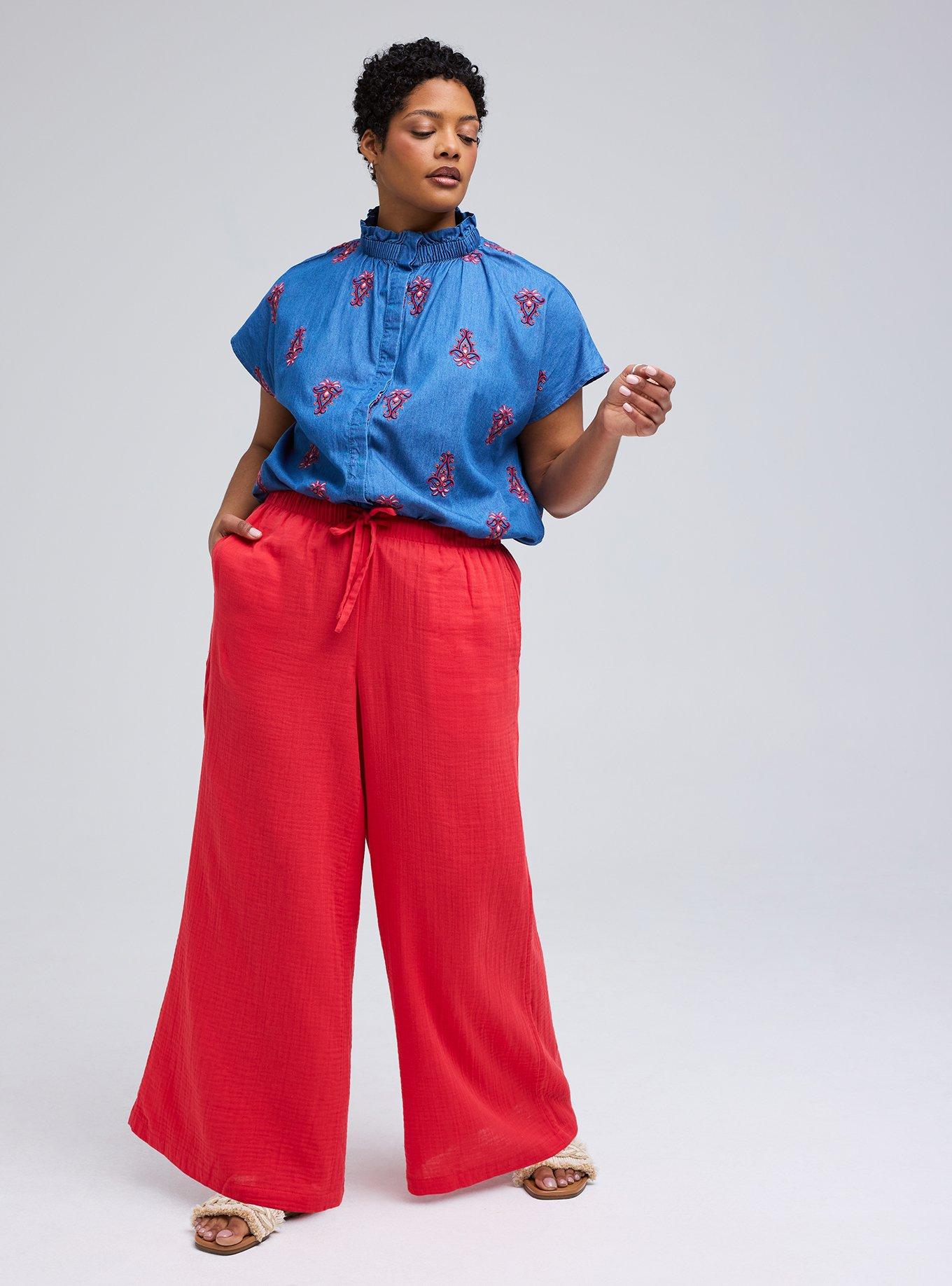 Belle Isle High-Rise Pull-On Wide Leg Pant, RUBICONDO, alternate