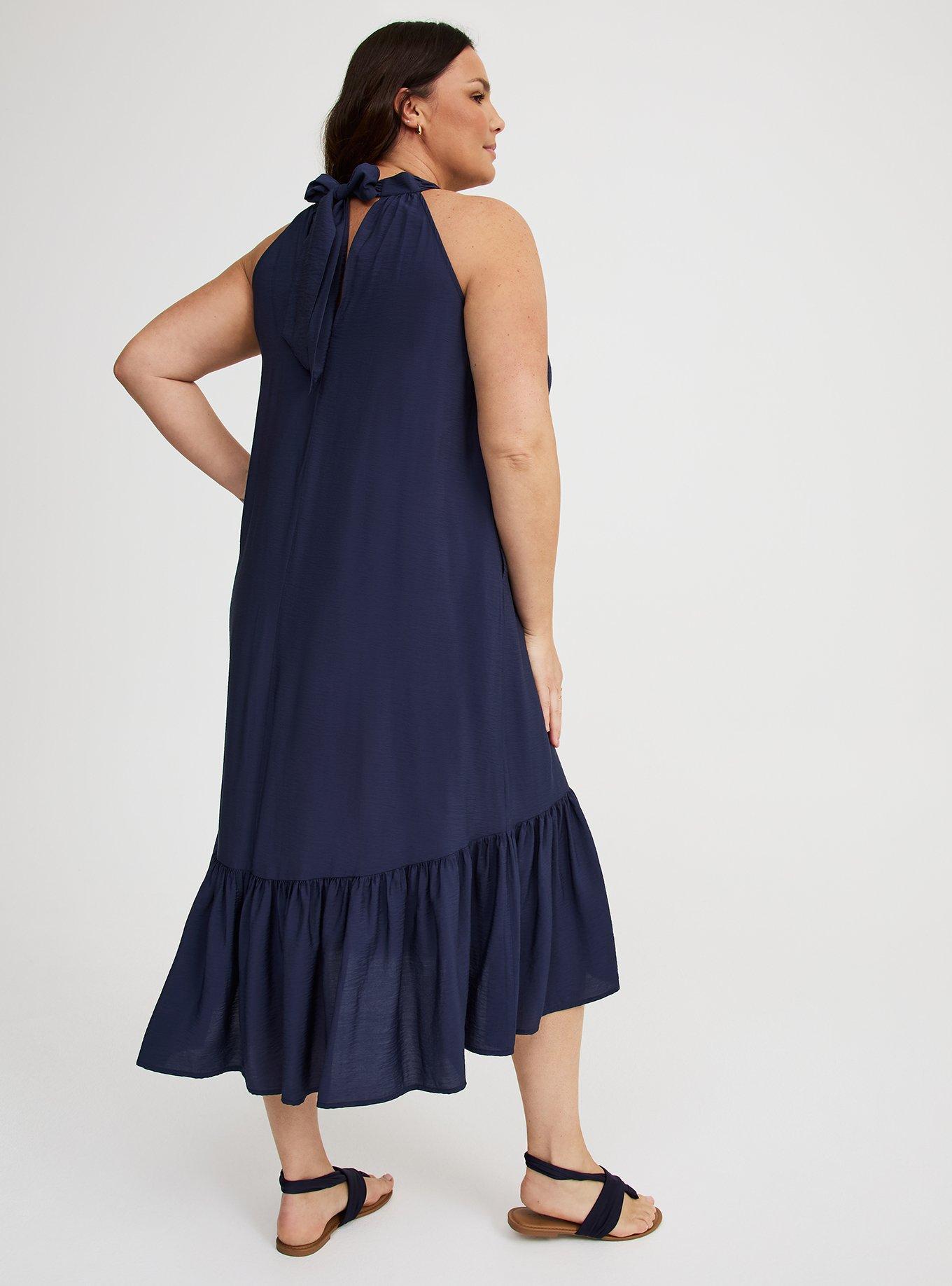 Midi High-Neck Tie-Back Dress