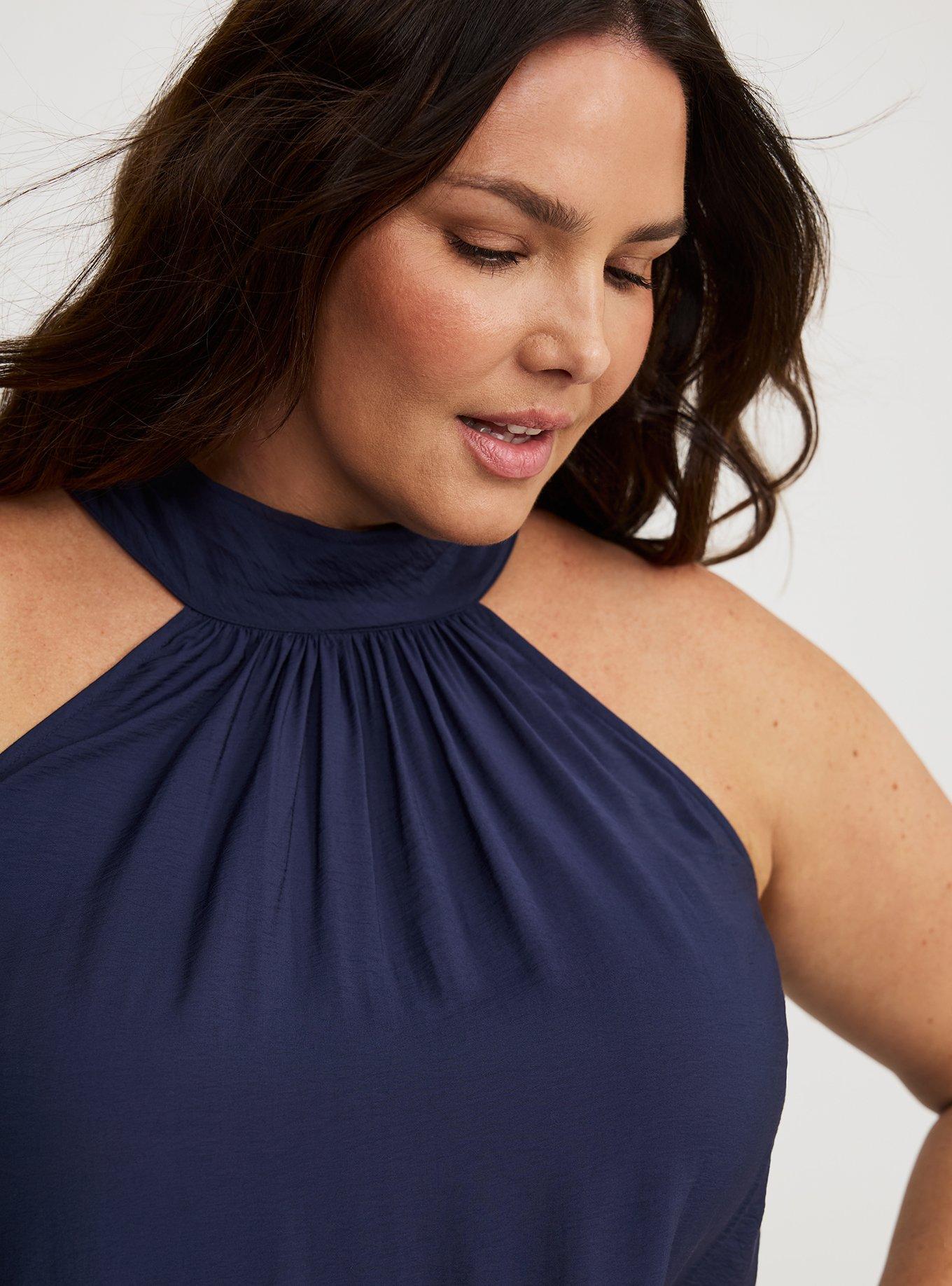 Midi High-Neck Tie-Back Dress