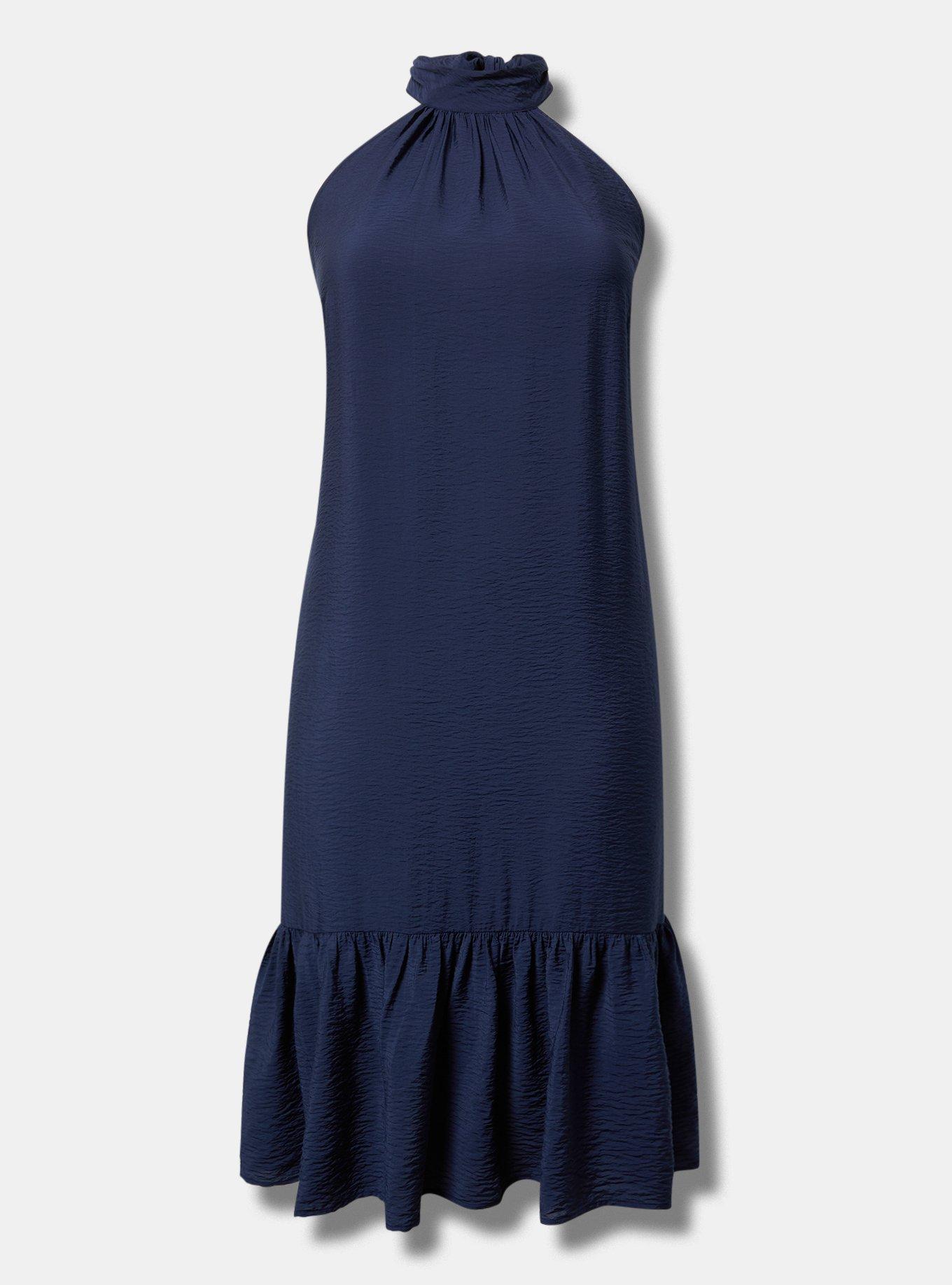 Midi High-Neck Tie-Back Dress