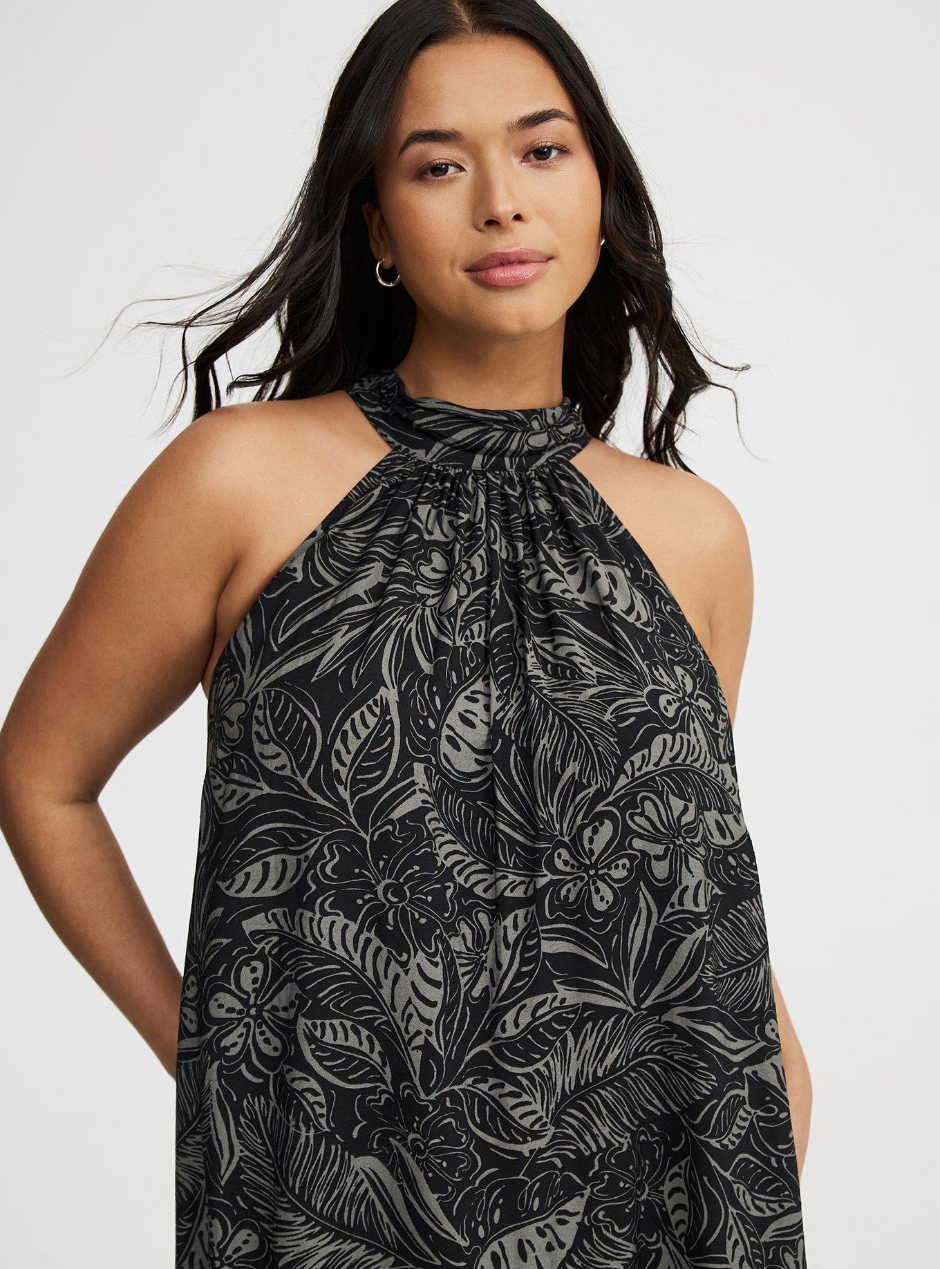 Midi High-Neck Tie-Back Dress