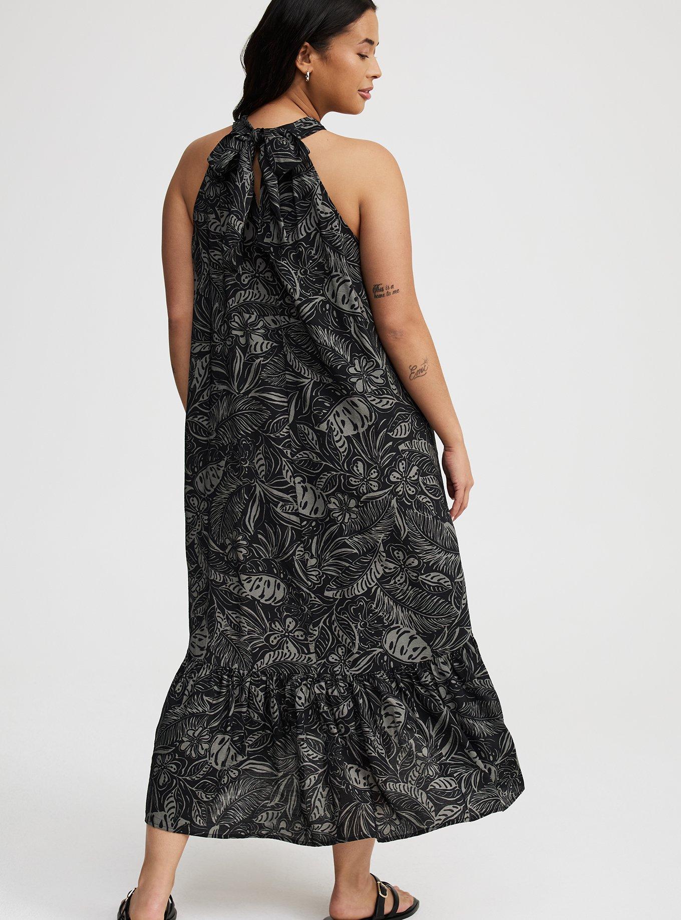 Midi High-Neck Tie-Back Dress