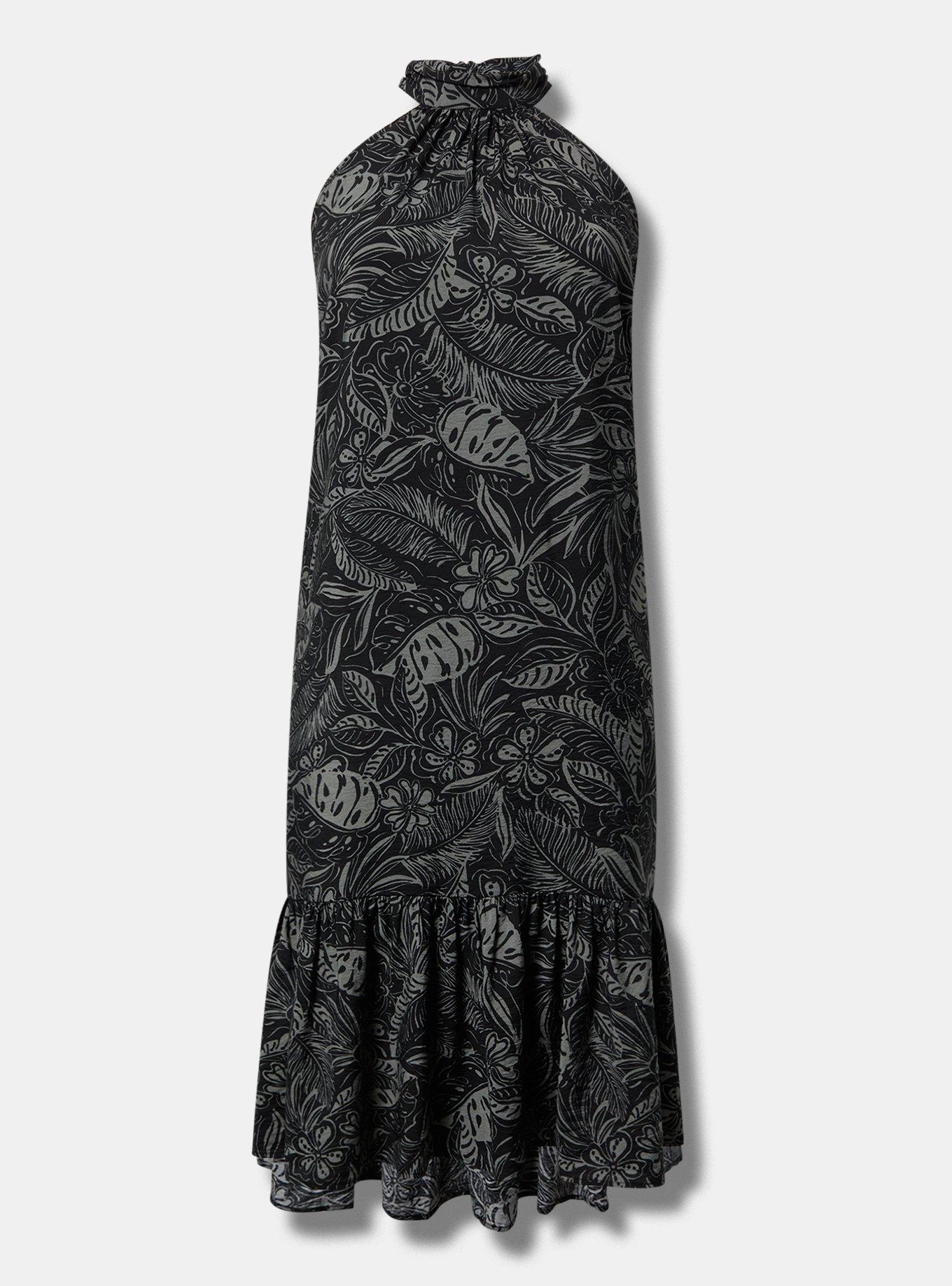 Midi High-Neck Tie-Back Dress