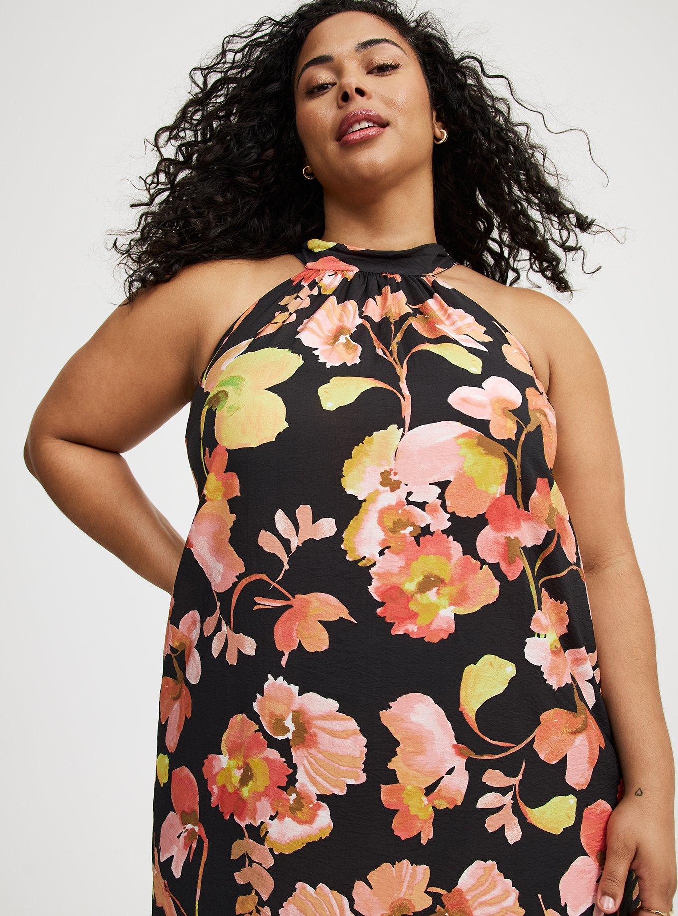 Midi High-Neck Tie-Back Dress