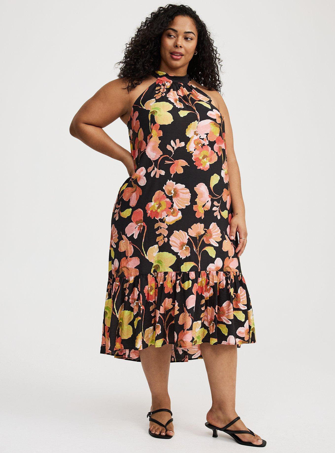 Midi High-Neck Tie-Back Dress