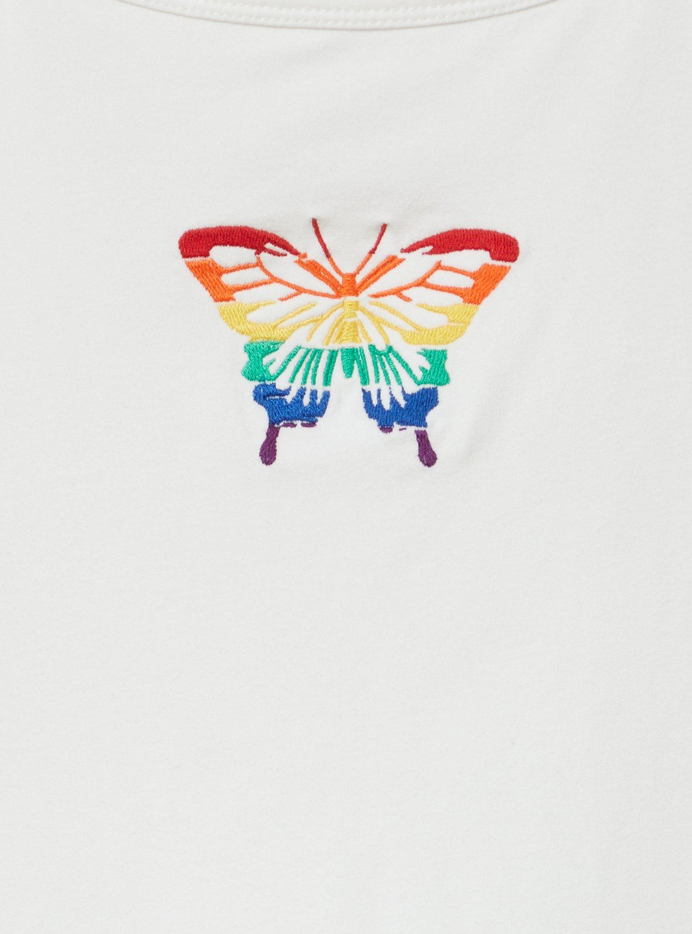 Butterfly High-Neck Embroidered Foxy Cami