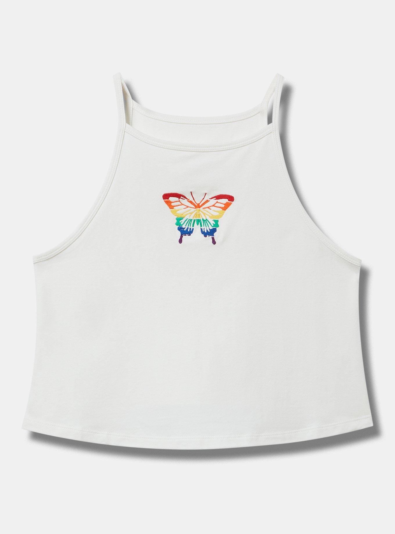 Butterfly High-Neck Embroidered Foxy Cami