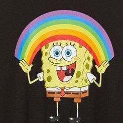 Plus Size Spongebob Rainbow Classic Cotton Crew Tee, DEEP BLACK, swatch