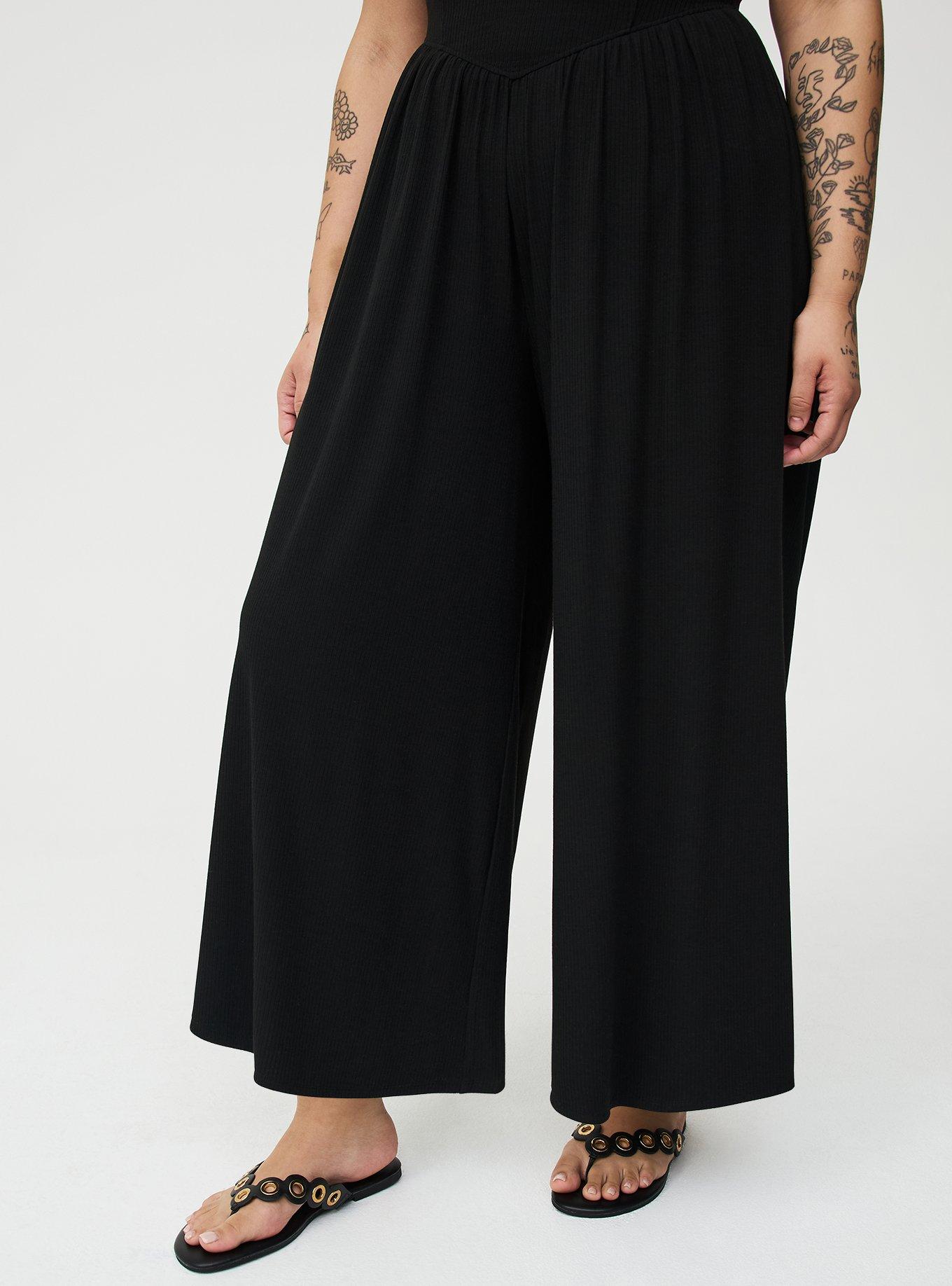 Super Soft Rib Wide-Leg Jumpsuit, DEEP BLACK, alternate