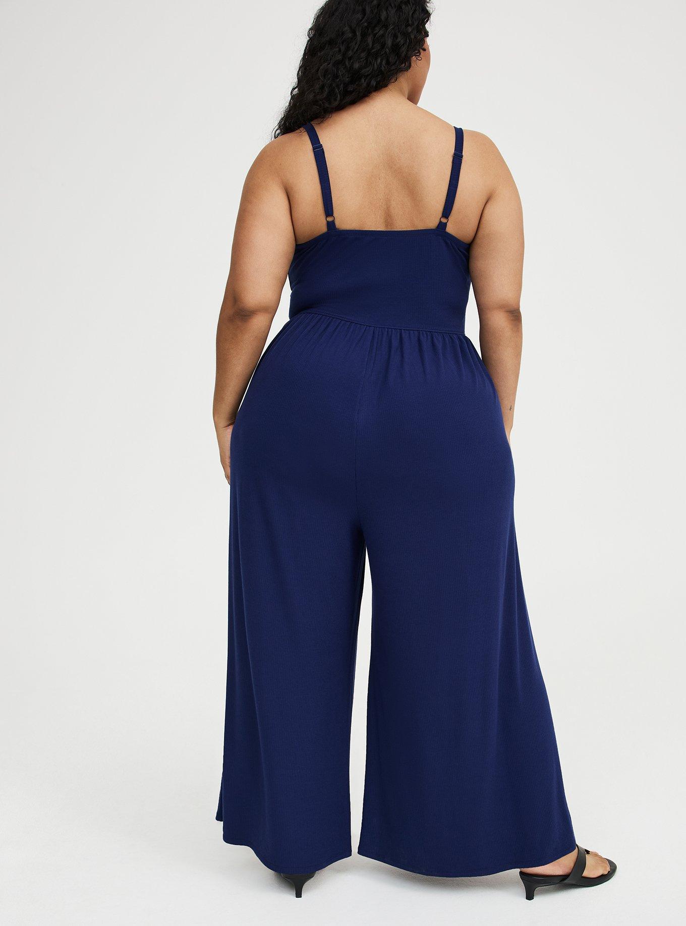 Super Soft Rib Wide-Leg Jumpsuit, MEDIEVAL BLUE, alternate