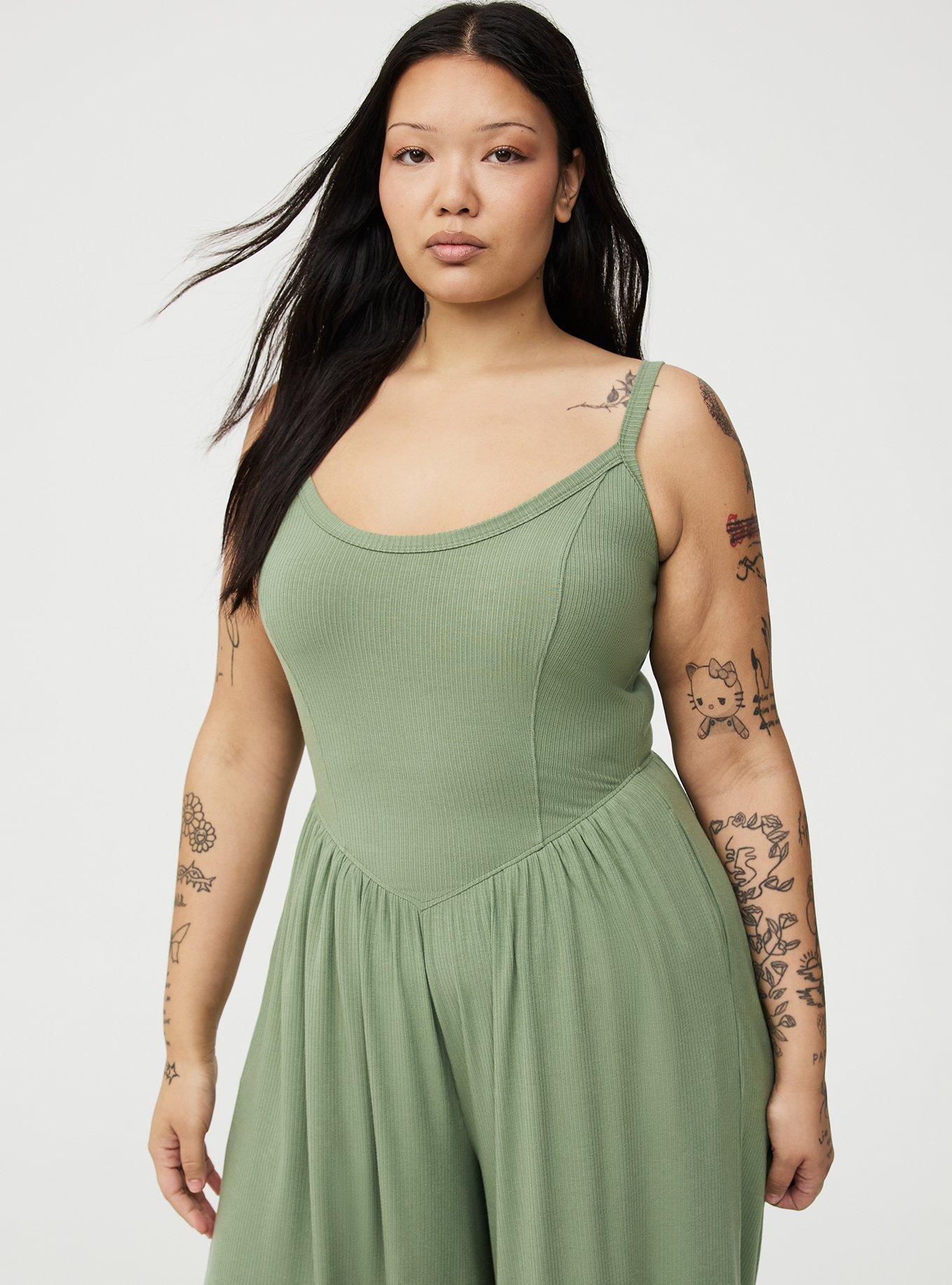 Super Soft Rib Wide-Leg Jumpsuit, HEDGE GREEN, alternate