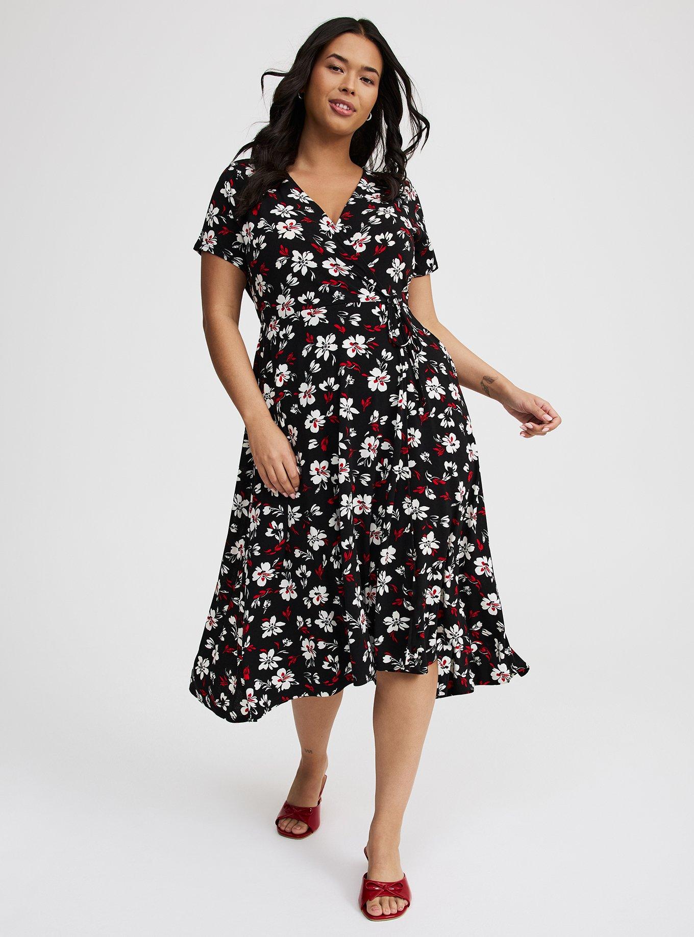 Midi Surplice Tie-Sleeve Dress