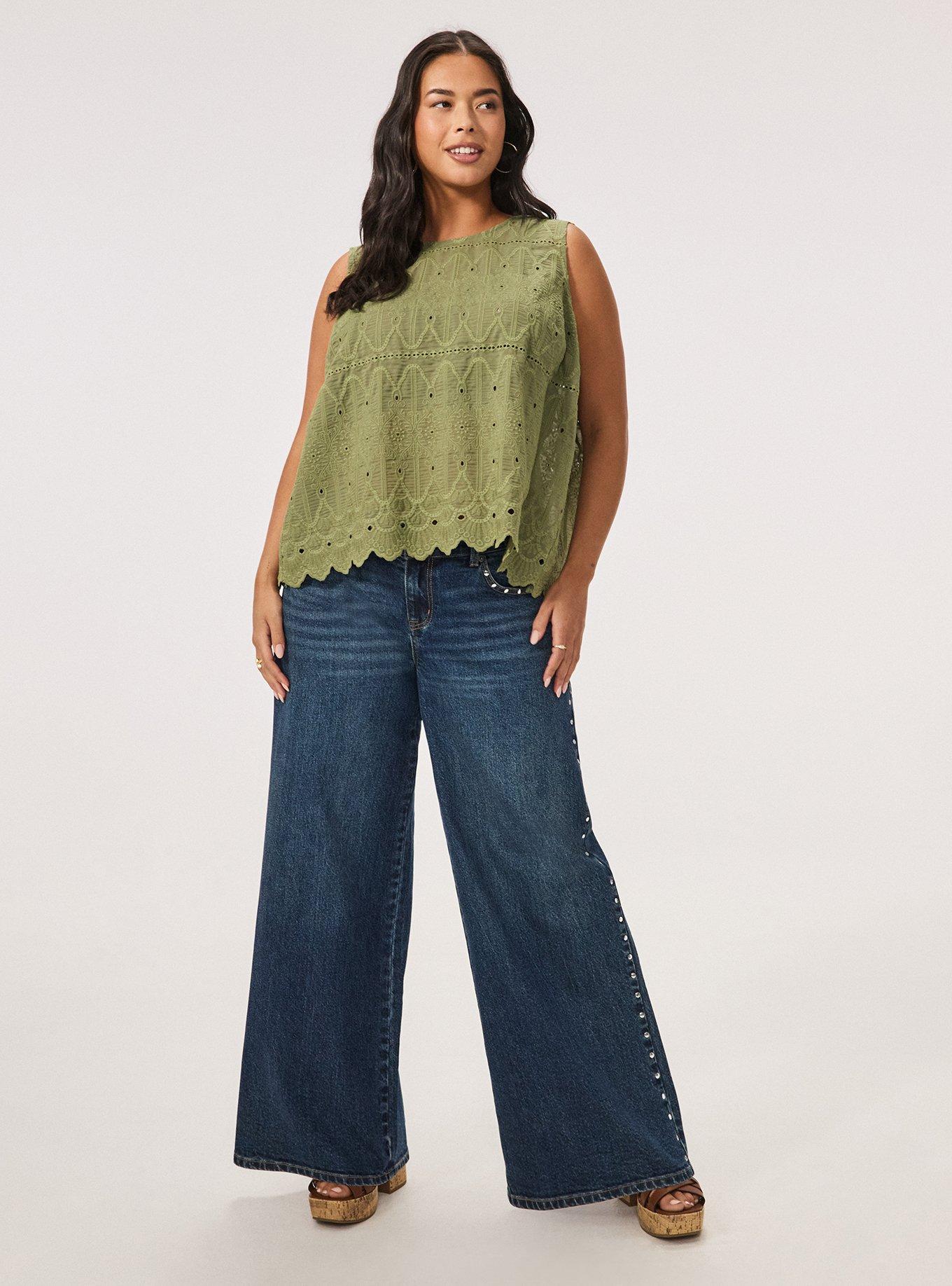 Festi Embroidered Open Back Tank, OIL GREEN, alternate