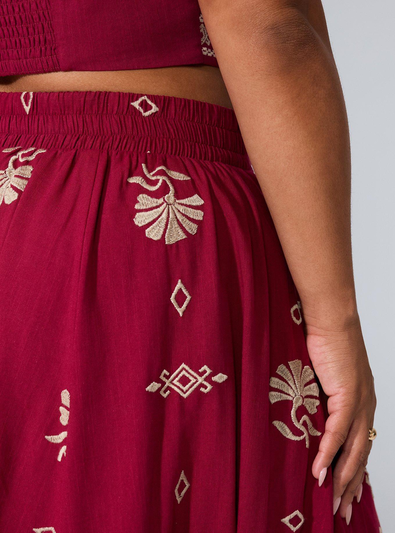 Belle Isle Embroidered Midi Dress, BEET RED, alternate