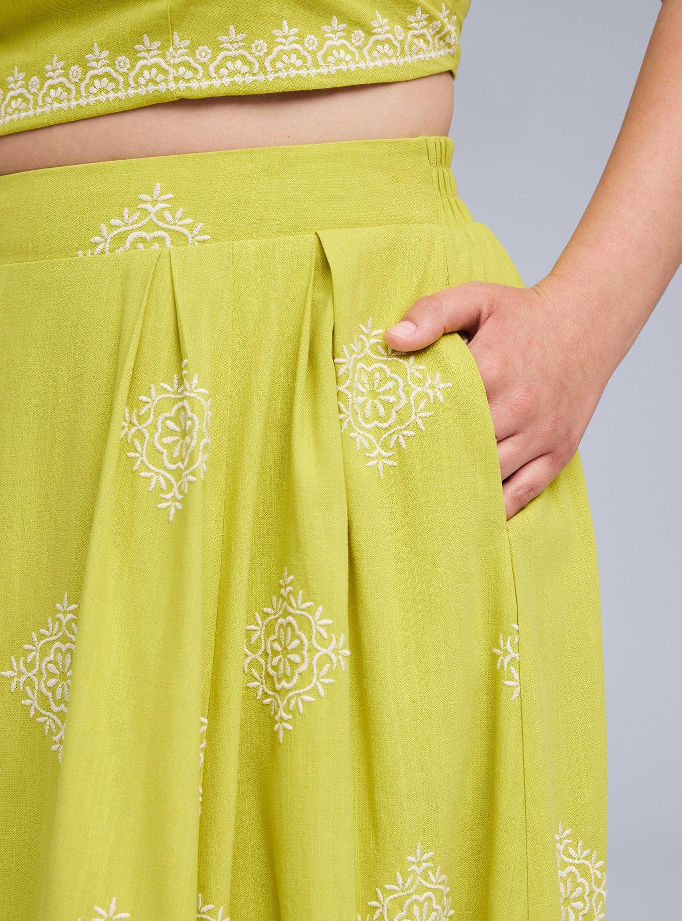 Belle Isle Embroidered Midi Skirt