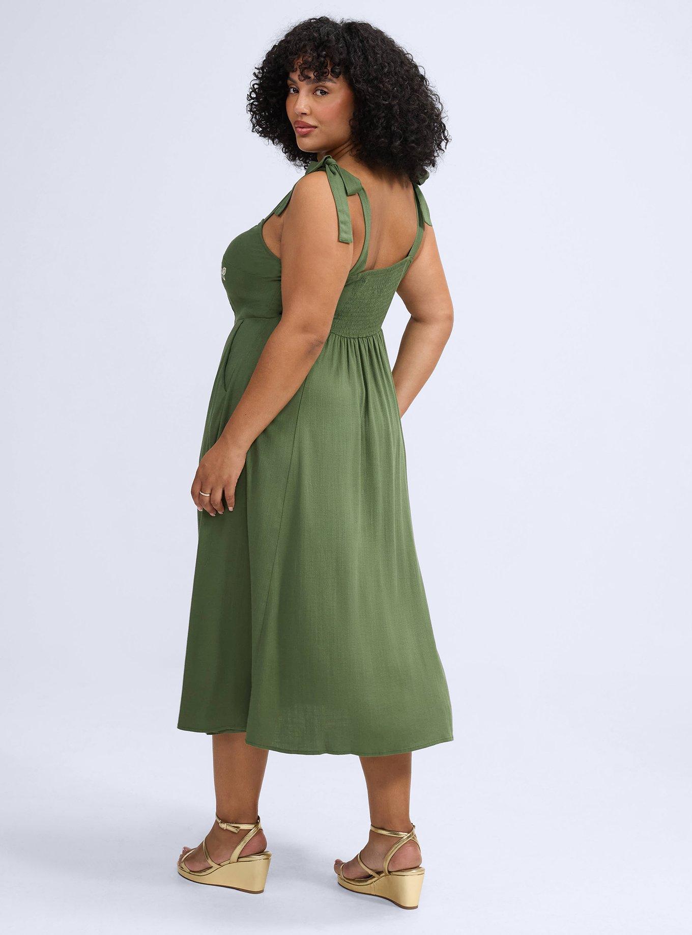 Belle Isle Button Front Midi Dress, BRONZE GREEN, alternate