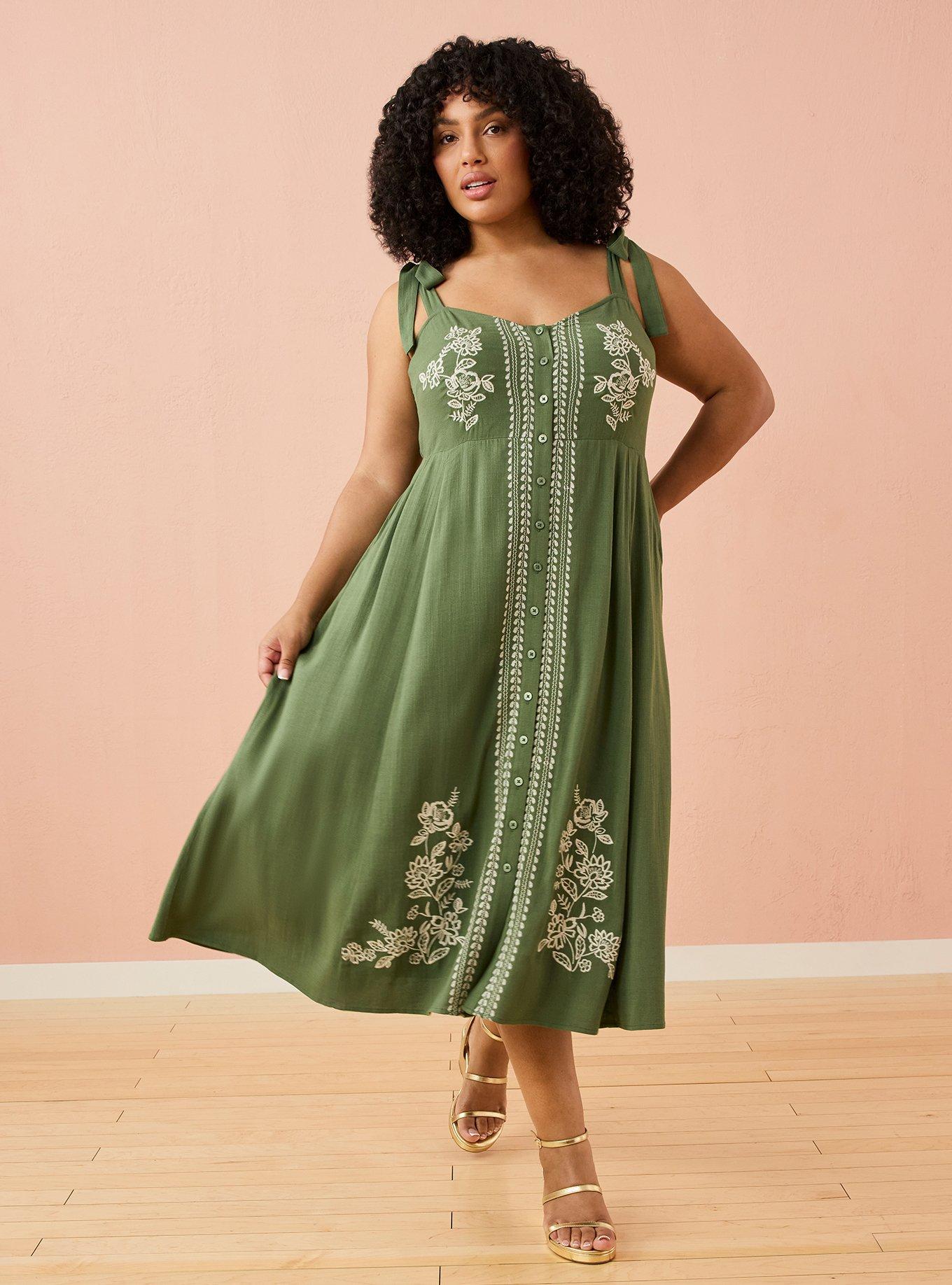 Plus Size - Belle Isle Button Front Midi Dress - Torrid