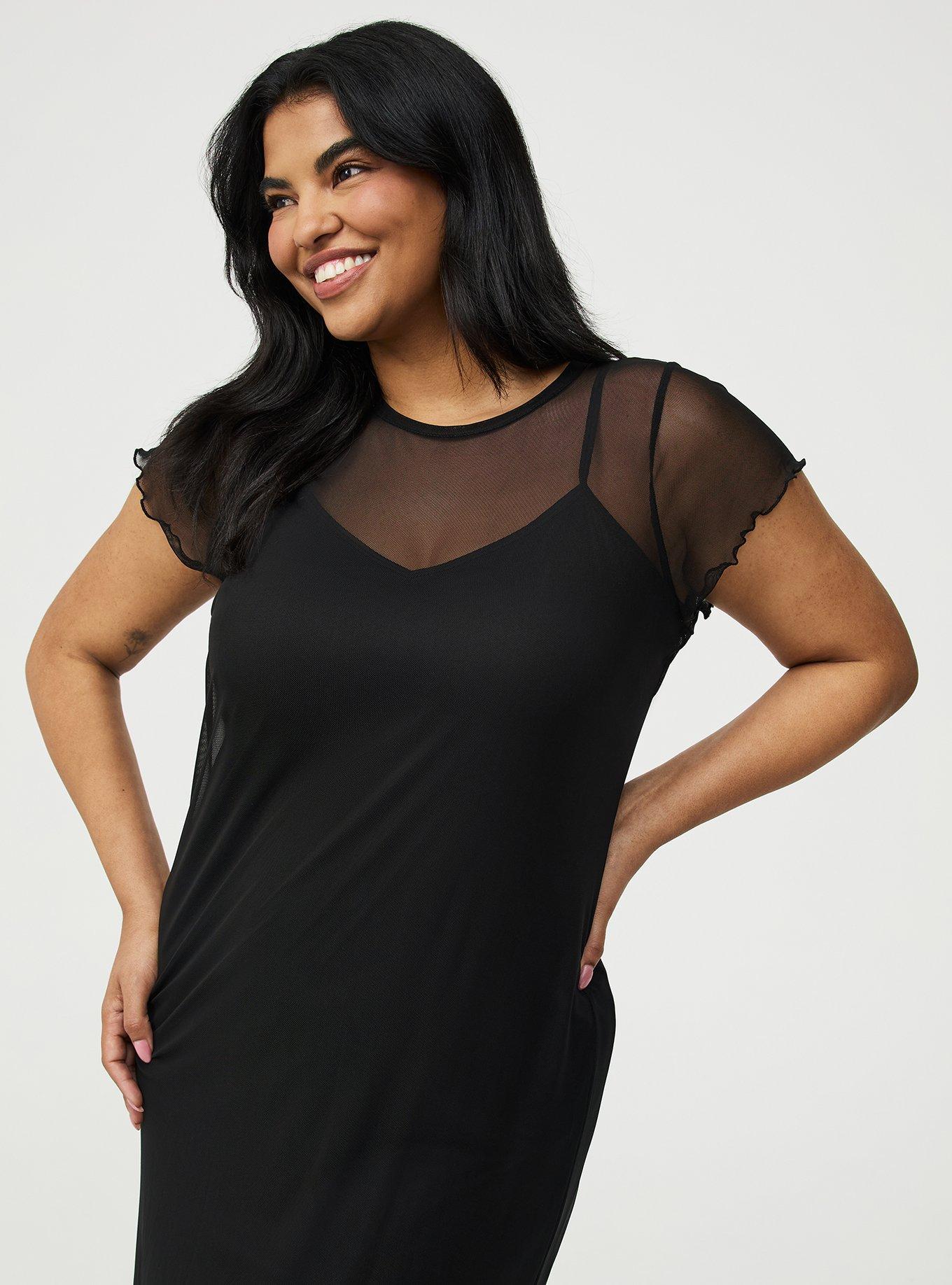 Tea Length Column Dress, DEEP BLACK, alternate