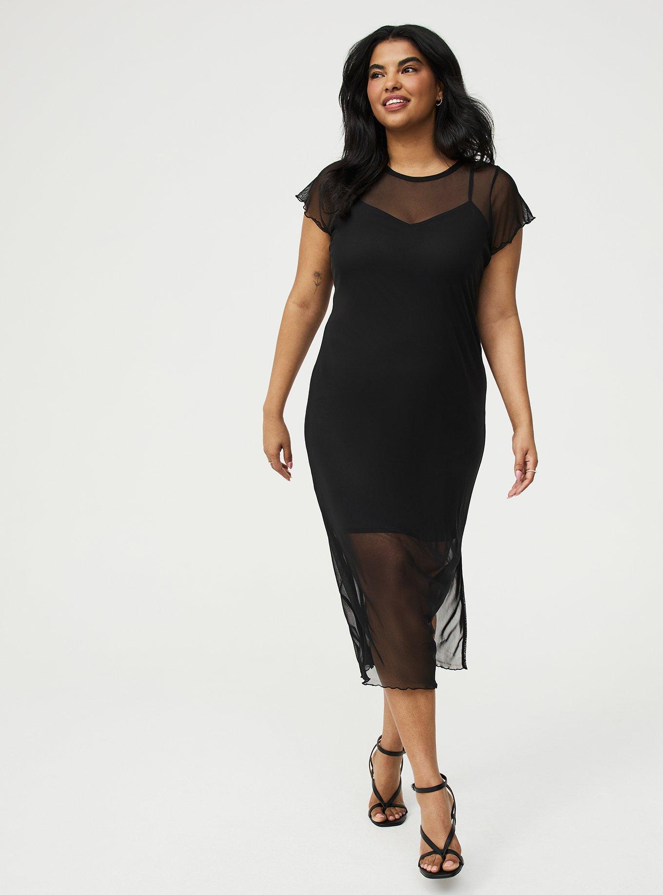 Tea Length Column Dress, DEEP BLACK, alternate