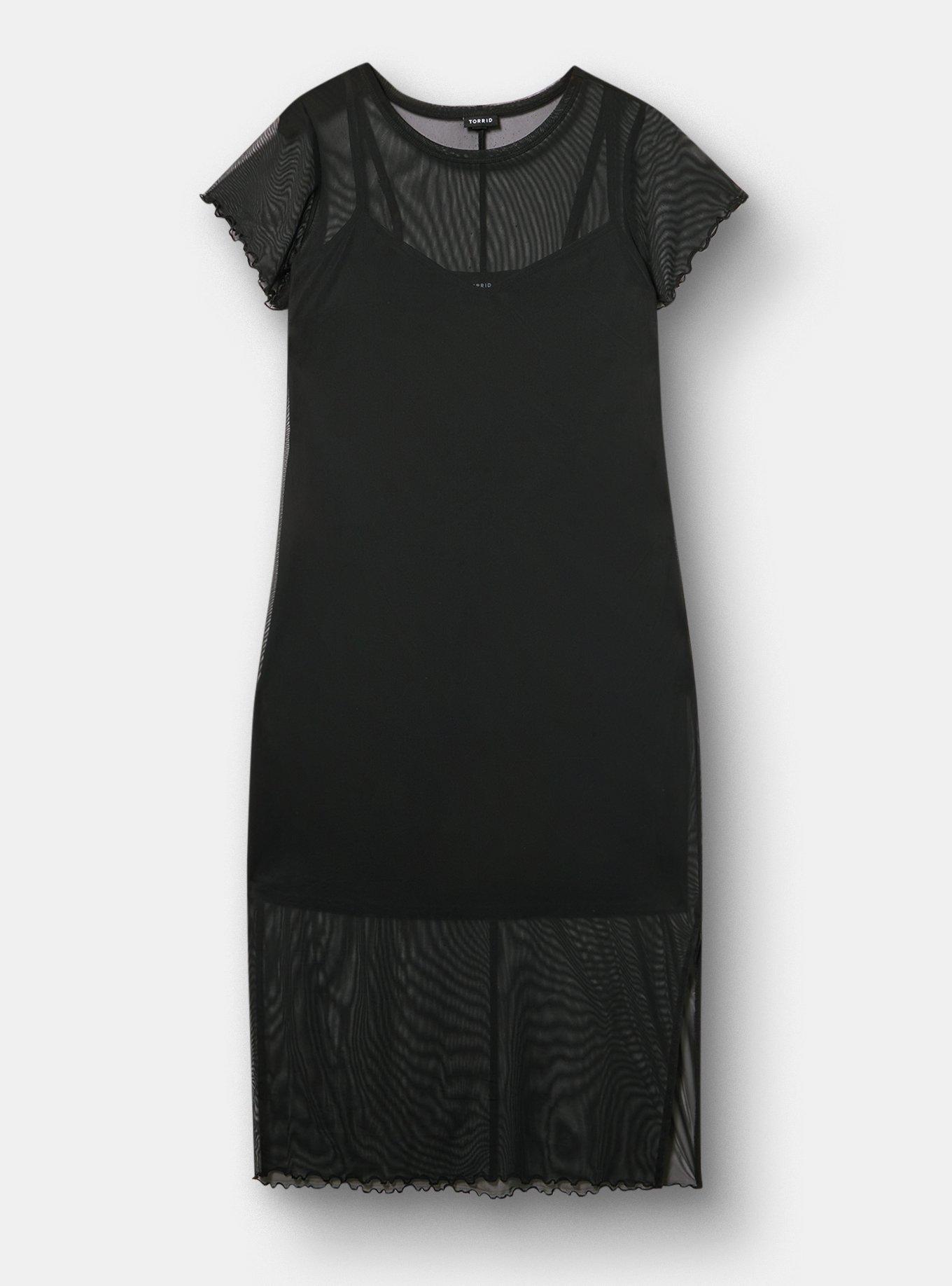 Tea Length Column Dress, DEEP BLACK, hi-res