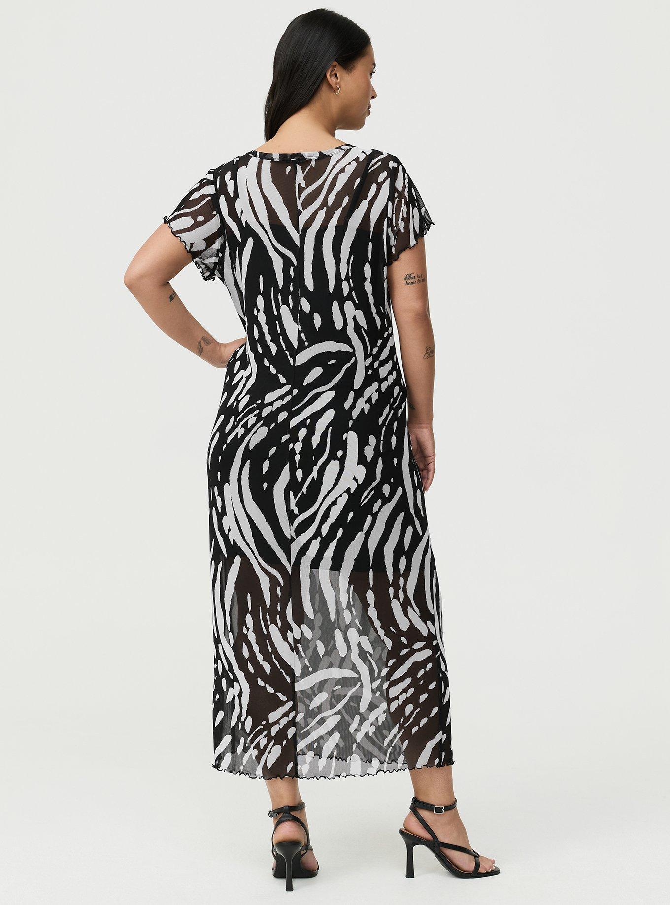 Tea Length Column Dress, ABSTRACT SPLATTER BLACK, alternate