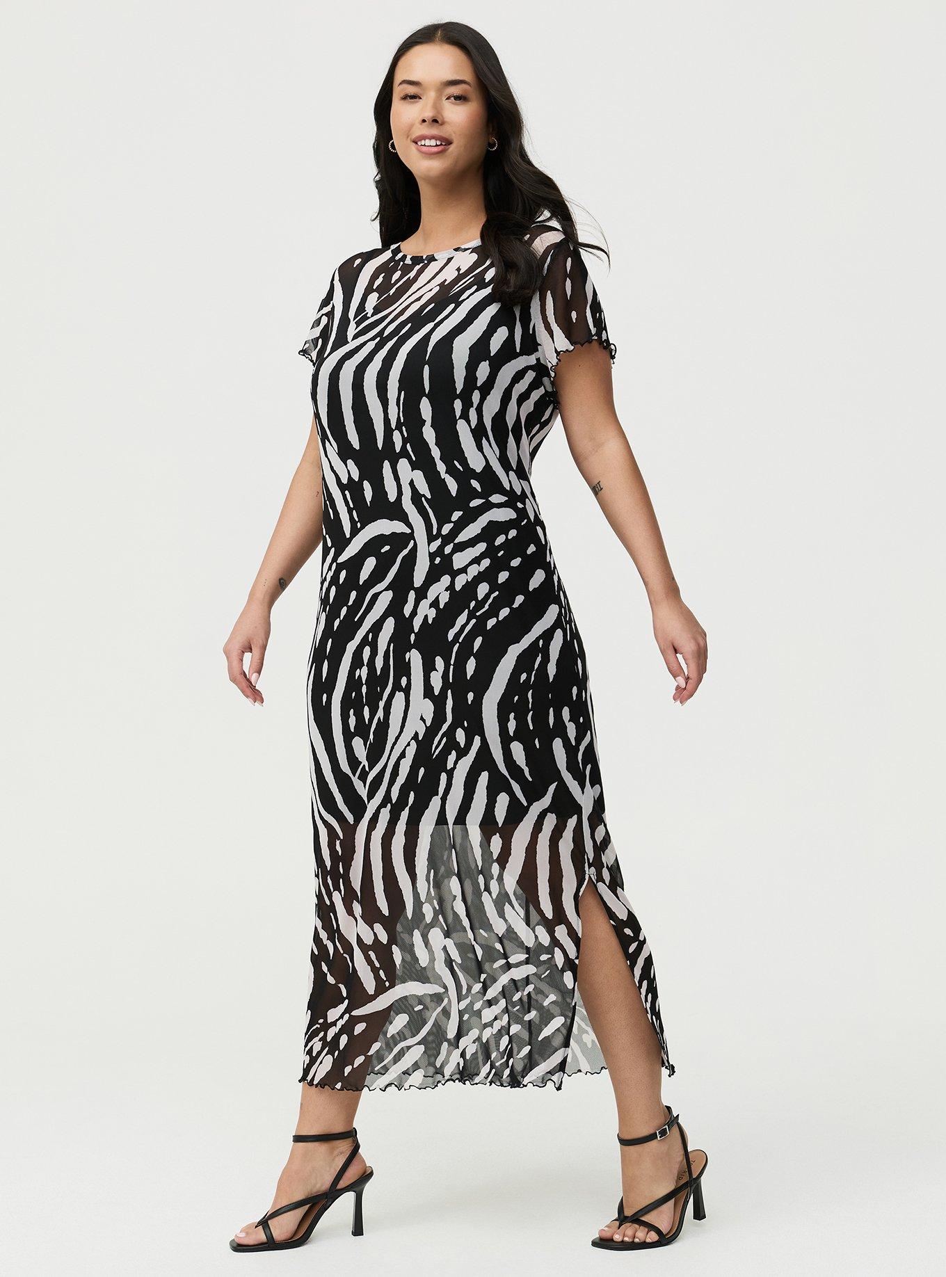 Tea Length Column Dress, ABSTRACT SPLATTER BLACK, alternate