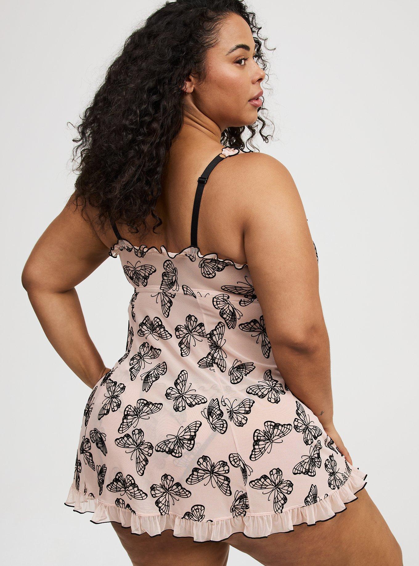 Flocked Mesh Babydoll
