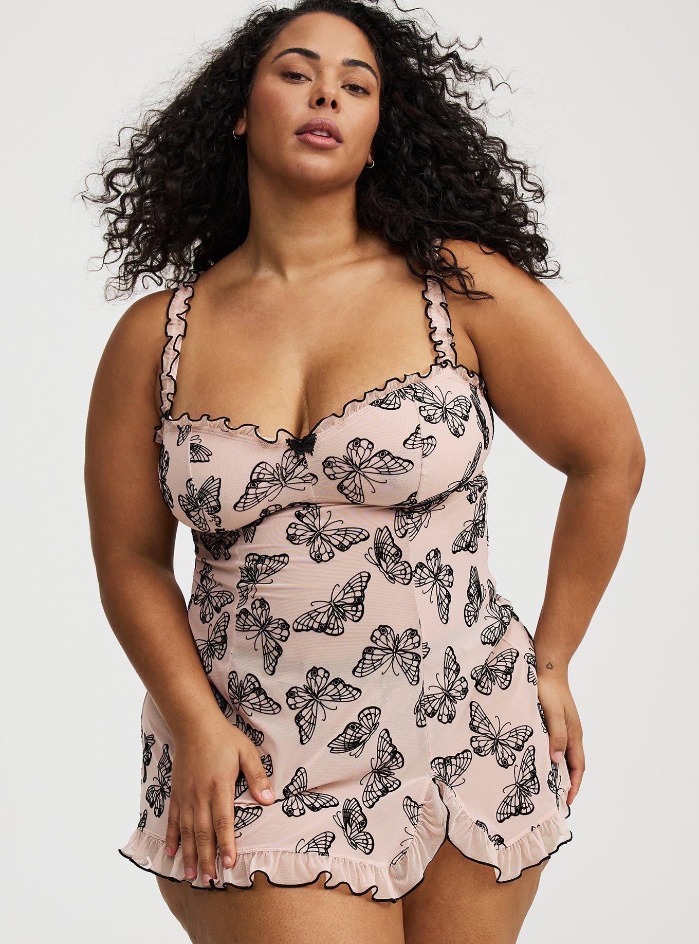 Flocked Mesh Babydoll
