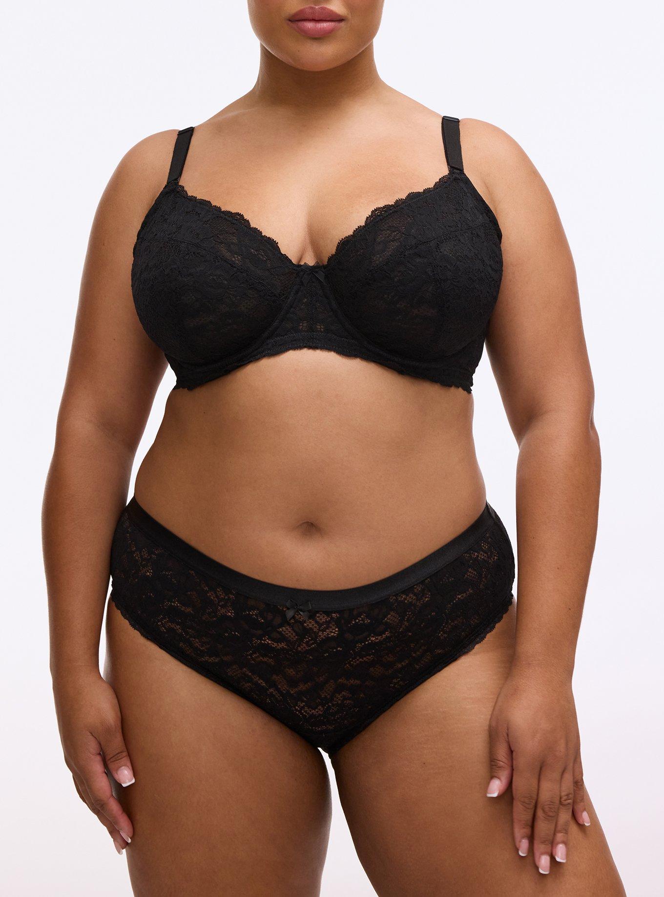 Super Soft Lace Mid-Rise Hipster Panty, RICH BLACK, alternate