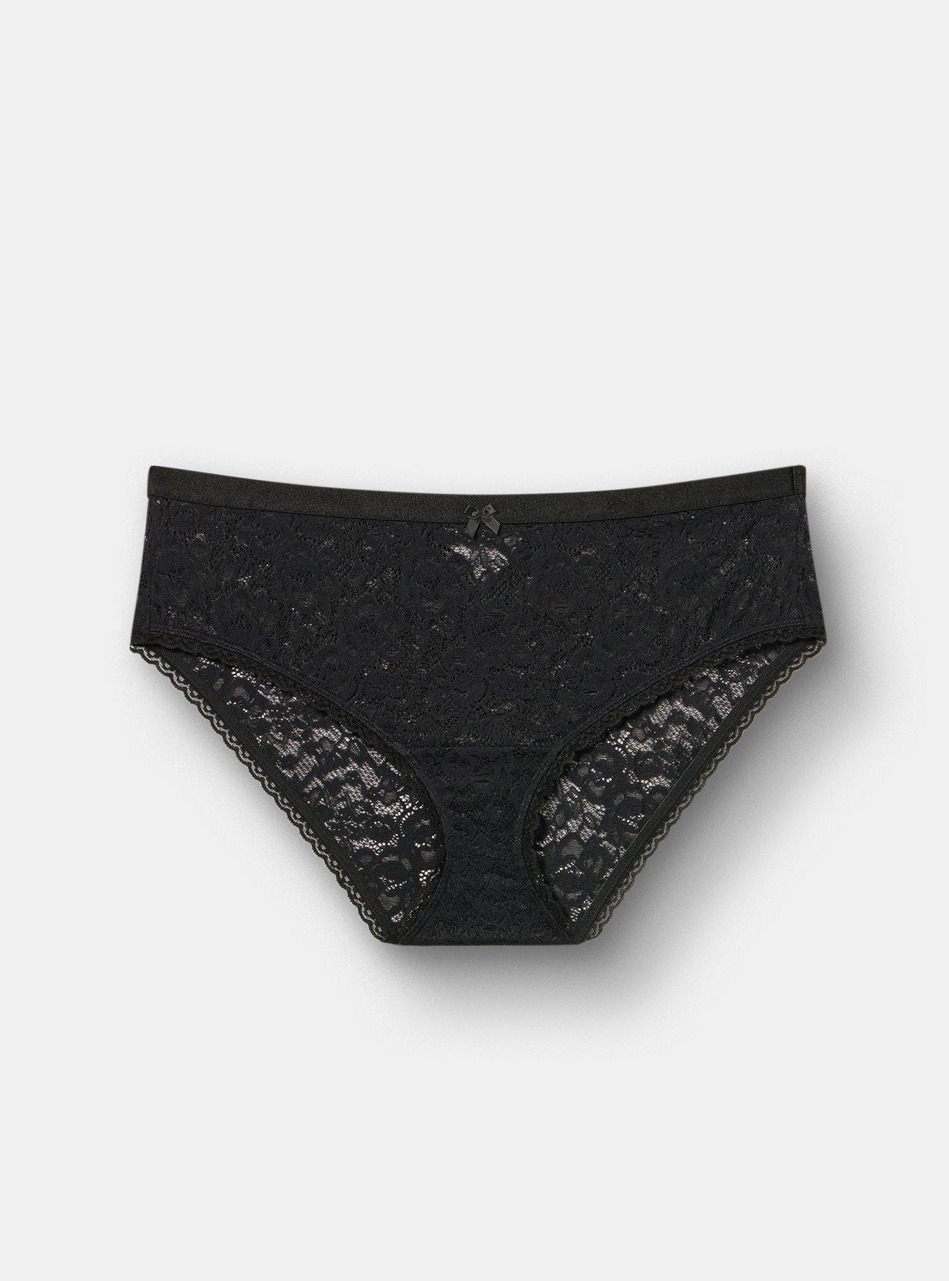 Super Soft Lace Mid-Rise Hipster Panty, RICH BLACK, flat