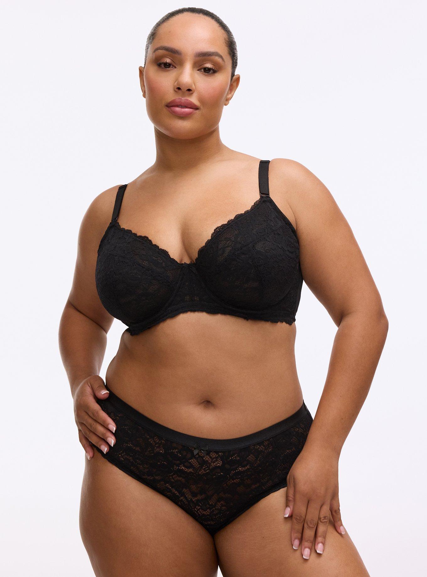 Super Soft Lace Mid-Rise Hipster Panty, RICH BLACK, hi-res