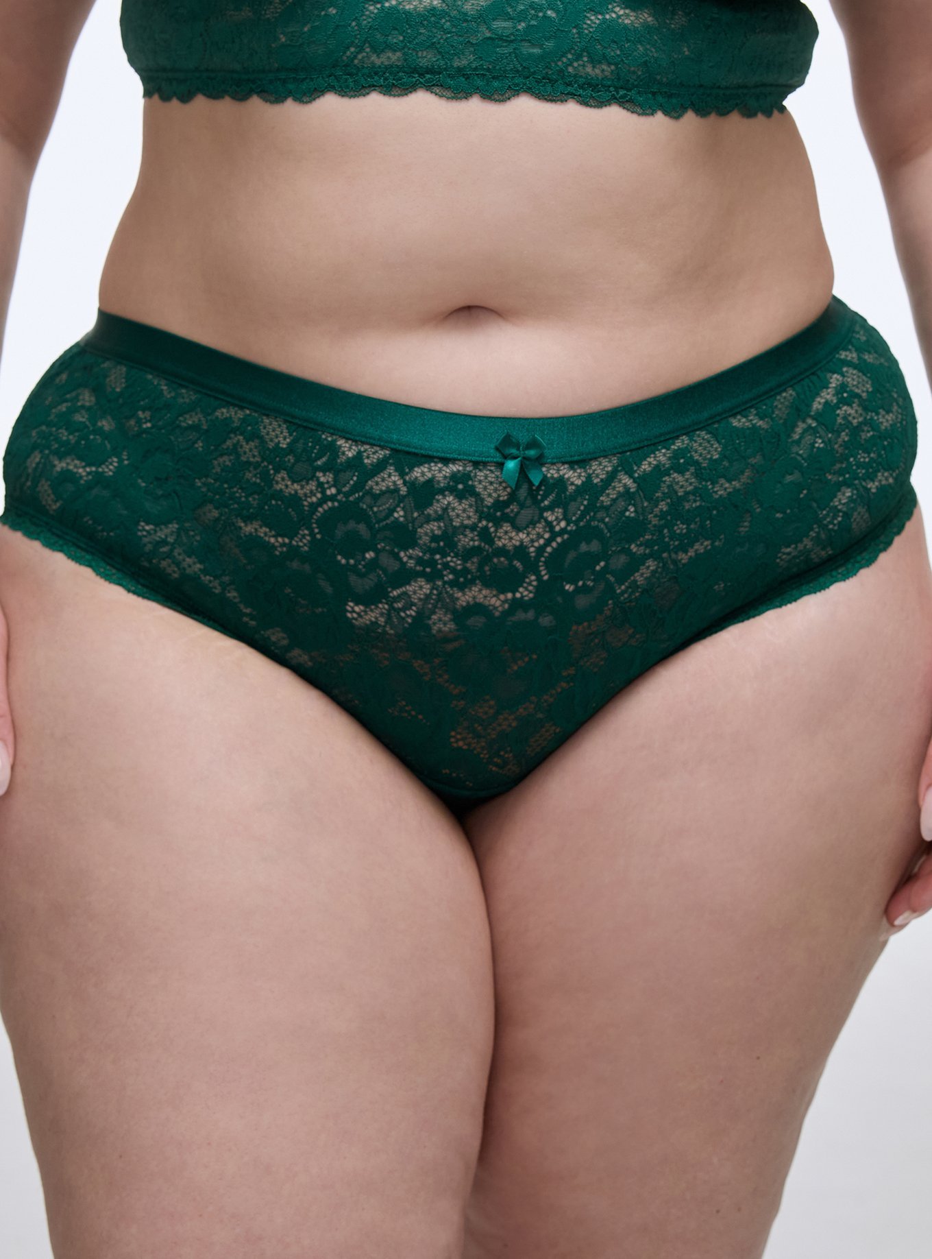 Plus Size Super Soft Lace Mid-Rise Hipster Panty, BOTANICAL GREEN, alternate
