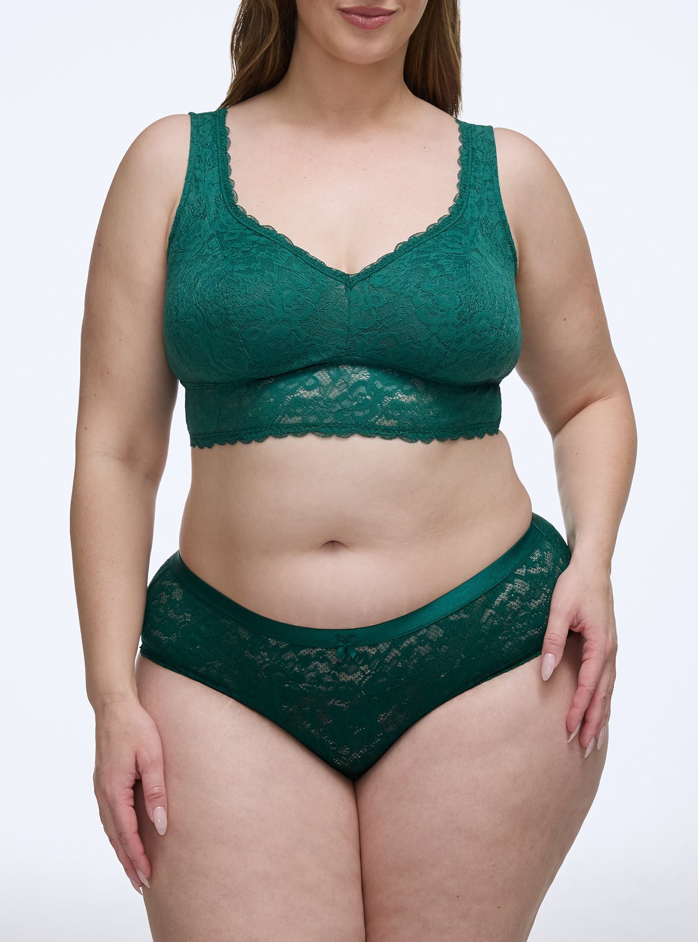 Plus Size Super Soft Lace Mid-Rise Hipster Panty, BOTANICAL GREEN, alternate