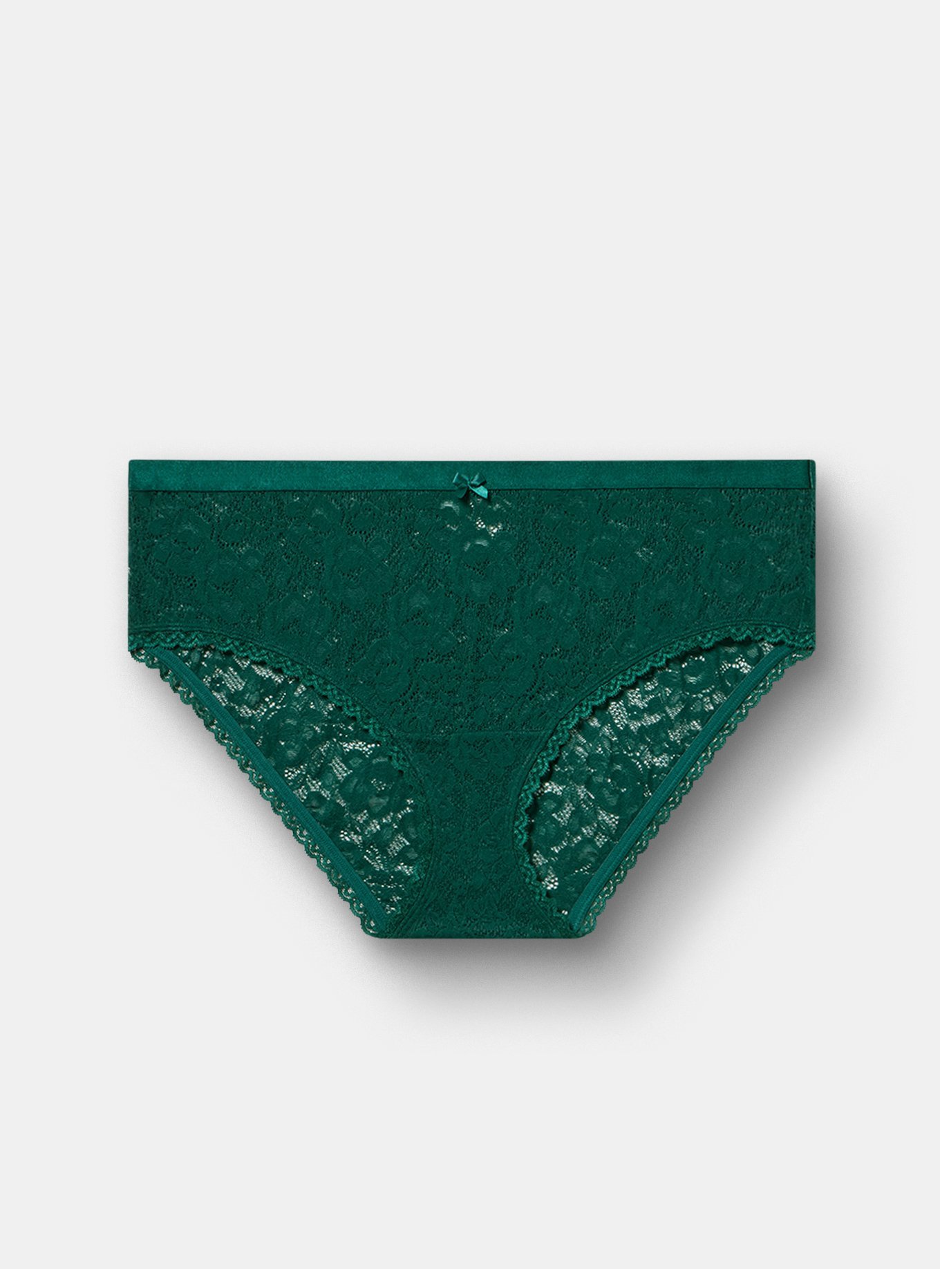 Plus Size Super Soft Lace Mid-Rise Hipster Panty, BOTANICAL GREEN, flat