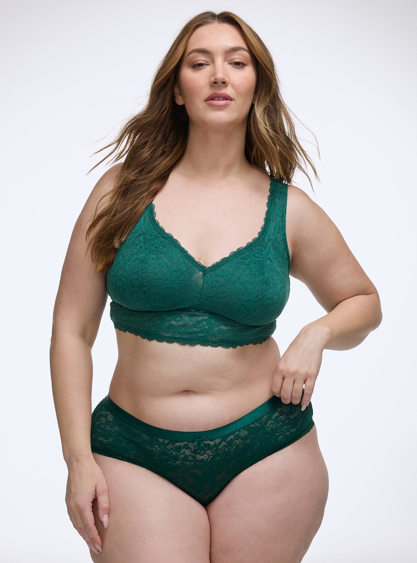 Plus Size Super Soft Lace Mid-Rise Hipster Panty, BOTANICAL GREEN, hi-res