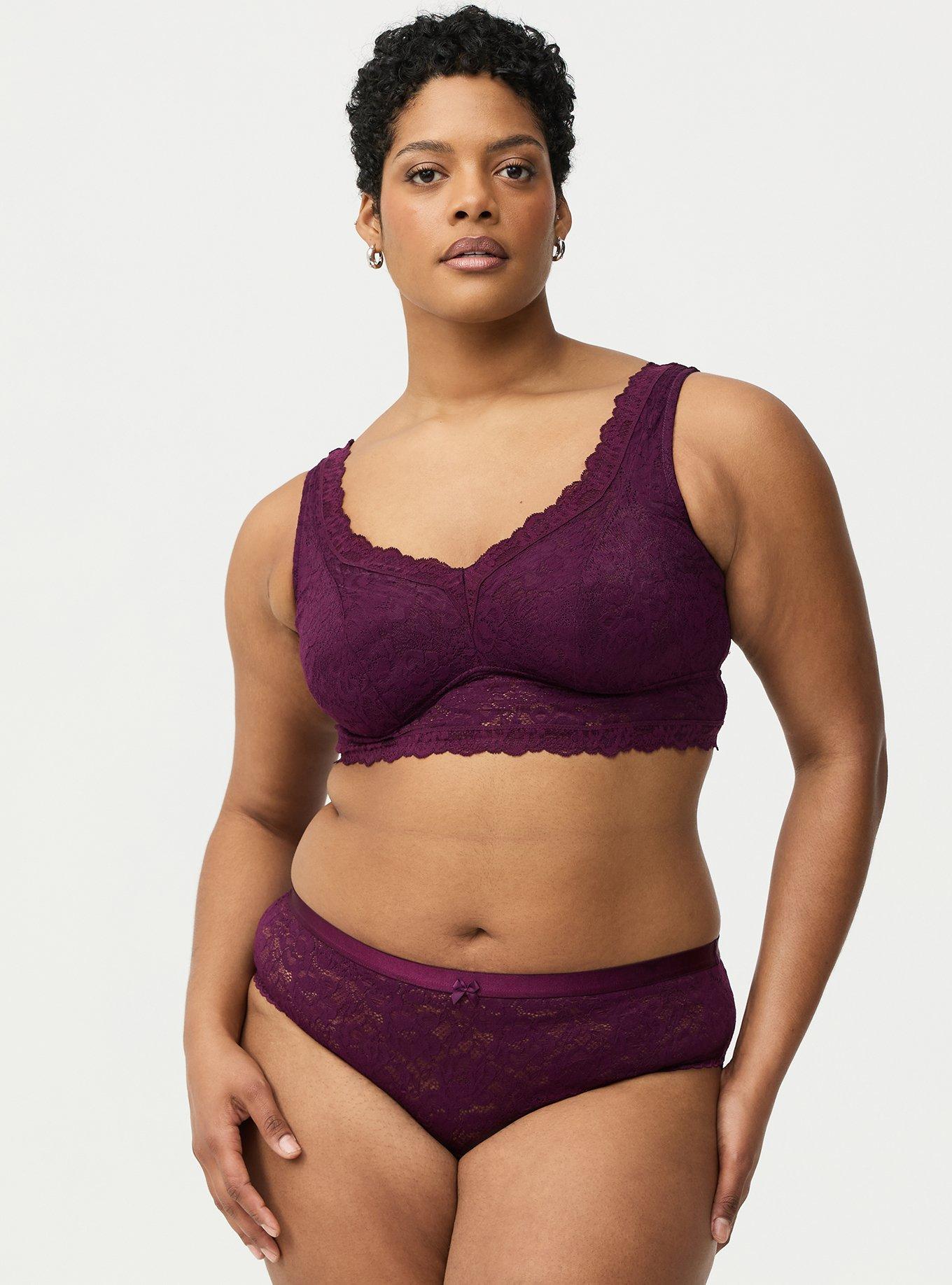 Plus Size Super Soft Lace Mid-Rise Hipster Panty, POTENT PURPLE, hi-res