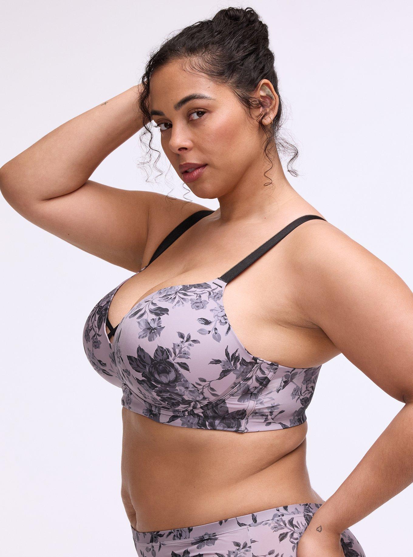 Wire-Free Push-Up Smooth Bra, MOODY BOUQUETS FLORAL LAVENDER, alternate